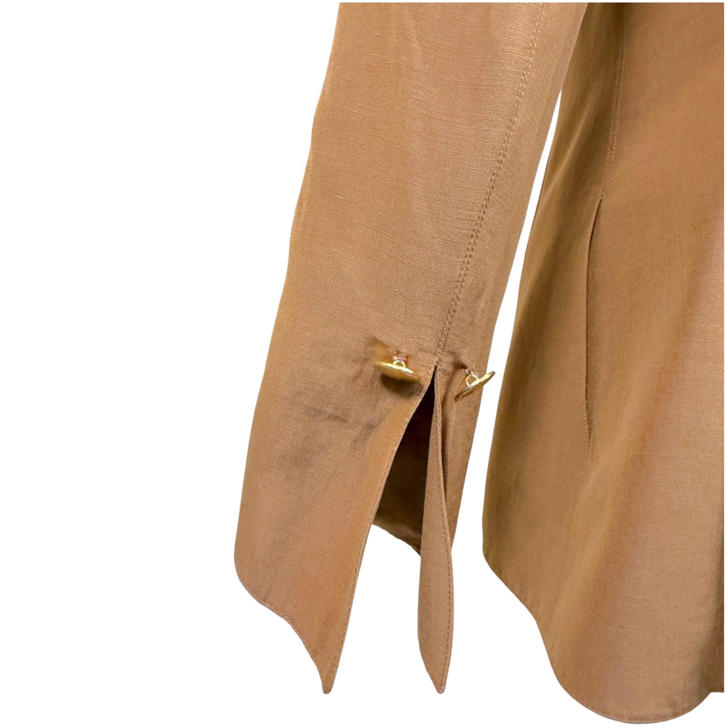 Vintage Claude Montana Paris Tan Linen Blend Blazer & Bustier Set – Size 6