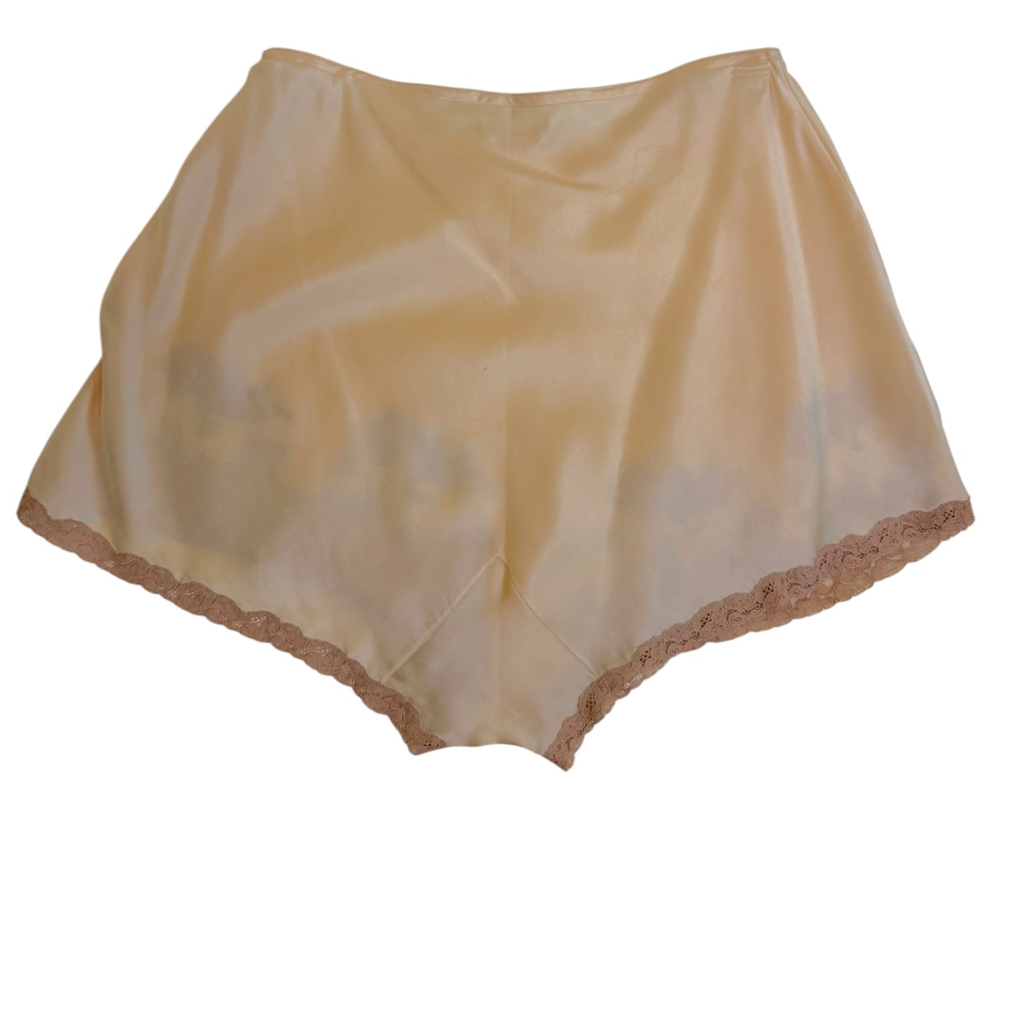 Vintage 1940s Peach Satin Lace Trim Tap Shorts - Size Medium