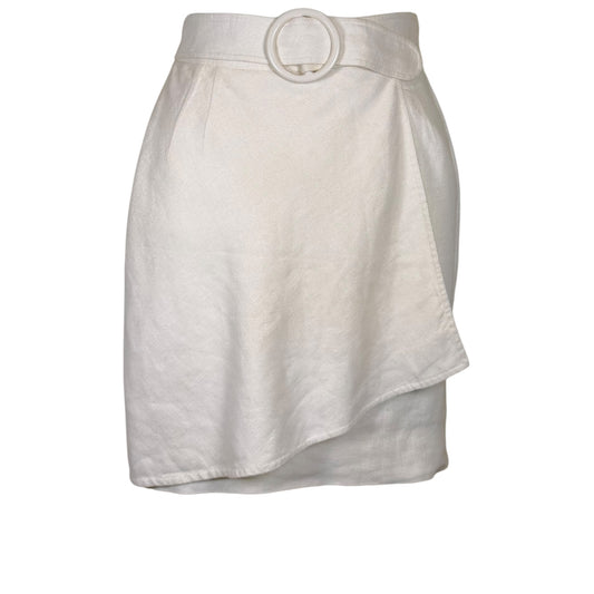 Vintage Valentino Boutique Ivory Linen Belted Wrap-Effect Mini Skirt – Size 4