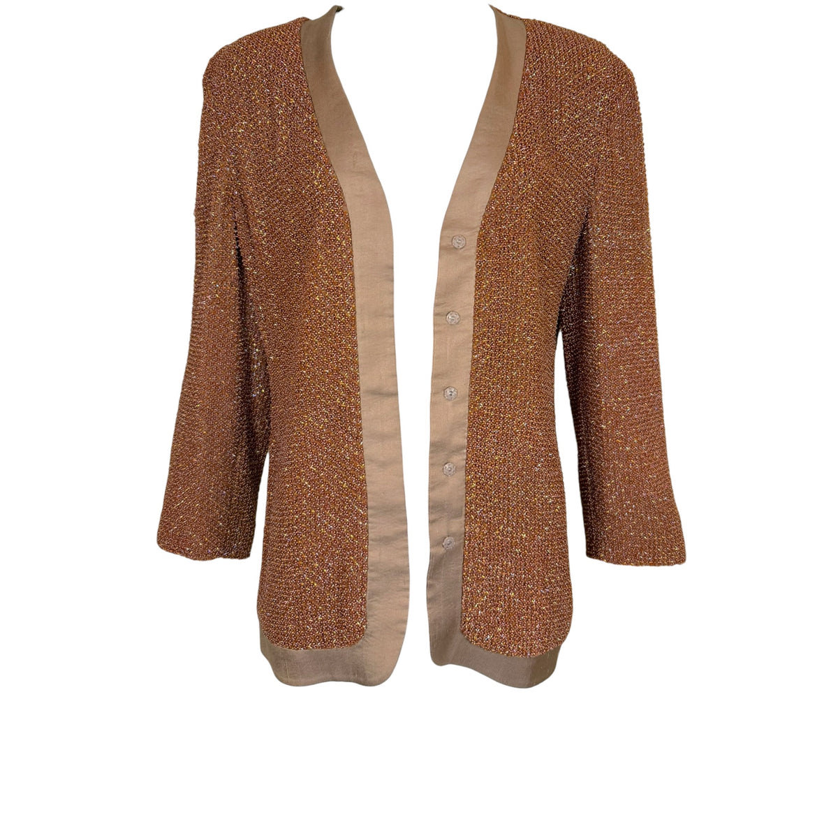Vintage Giorgio Armani beaded silk jacket and pencil skirt set, 1980s 90s power minimalism, jacket front view