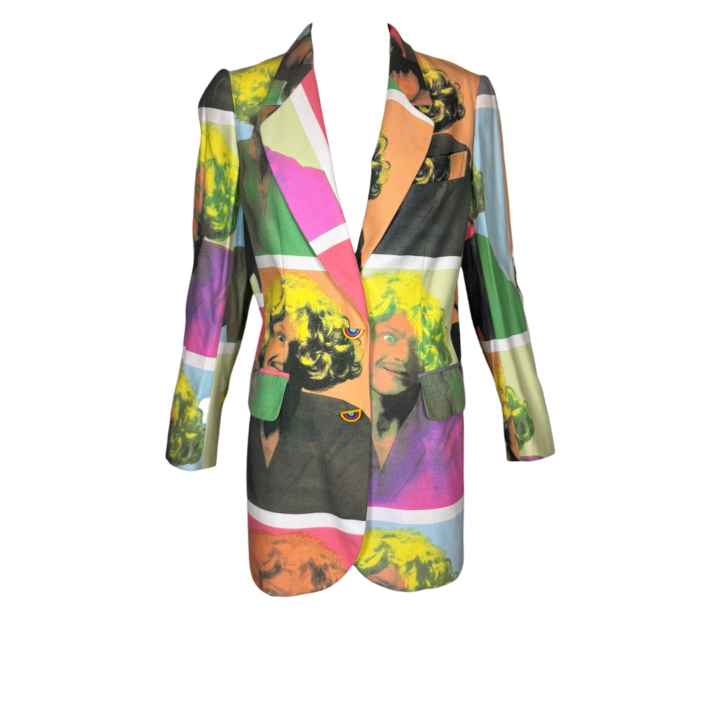 Vintage 1994 Moschino Cheap & Chic Franco Moschino Pop Art Portrait Blazer from the Iris Apfel Fashion Archive – Size 8