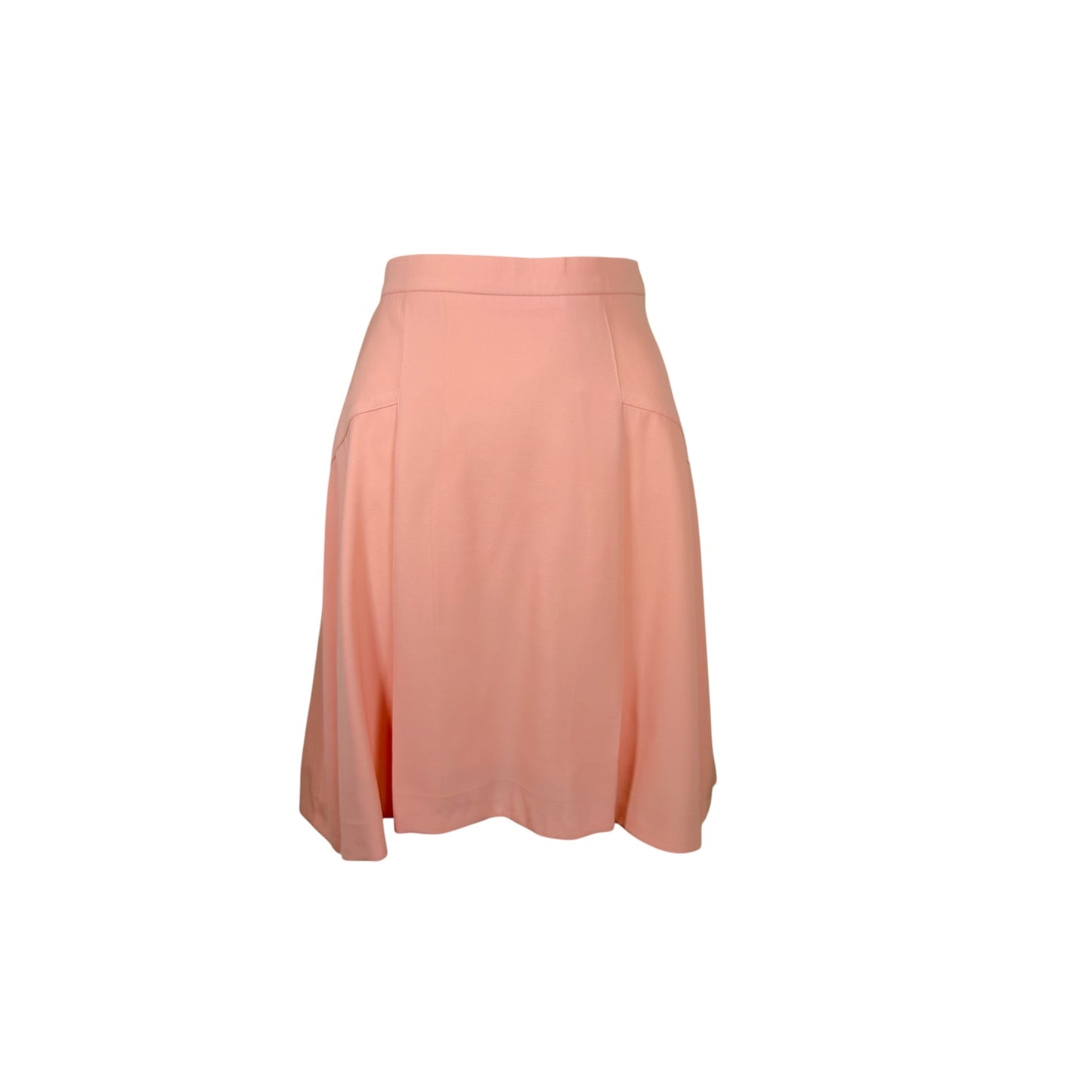 Vintage 1980s Karl Lagerfeld Blush Pink Skirt Suit with Gold Tone Enamel Medallion Buttons - Size 36