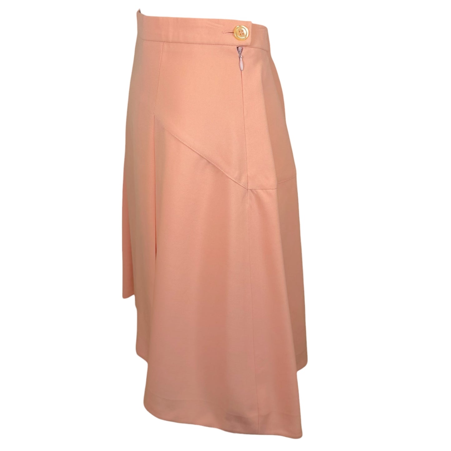 Vintage 1980s Karl Lagerfeld Blush Pink Skirt Suit with Gold Tone Enamel Medallion Buttons - Size 36