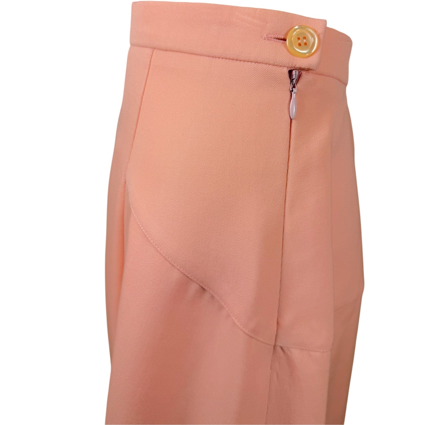 Vintage 1980s Karl Lagerfeld Blush Pink Skirt Suit with Gold Tone Enamel Medallion Buttons - Size 36