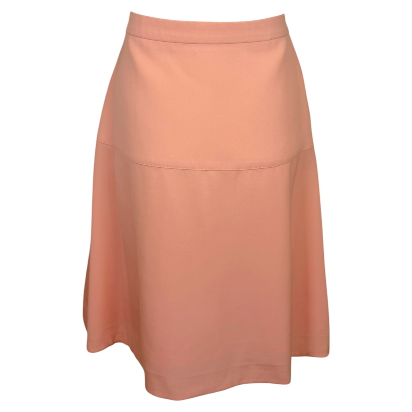 Vintage 1980s Karl Lagerfeld Blush Pink Skirt Suit with Gold Tone Enamel Medallion Buttons - Size 36