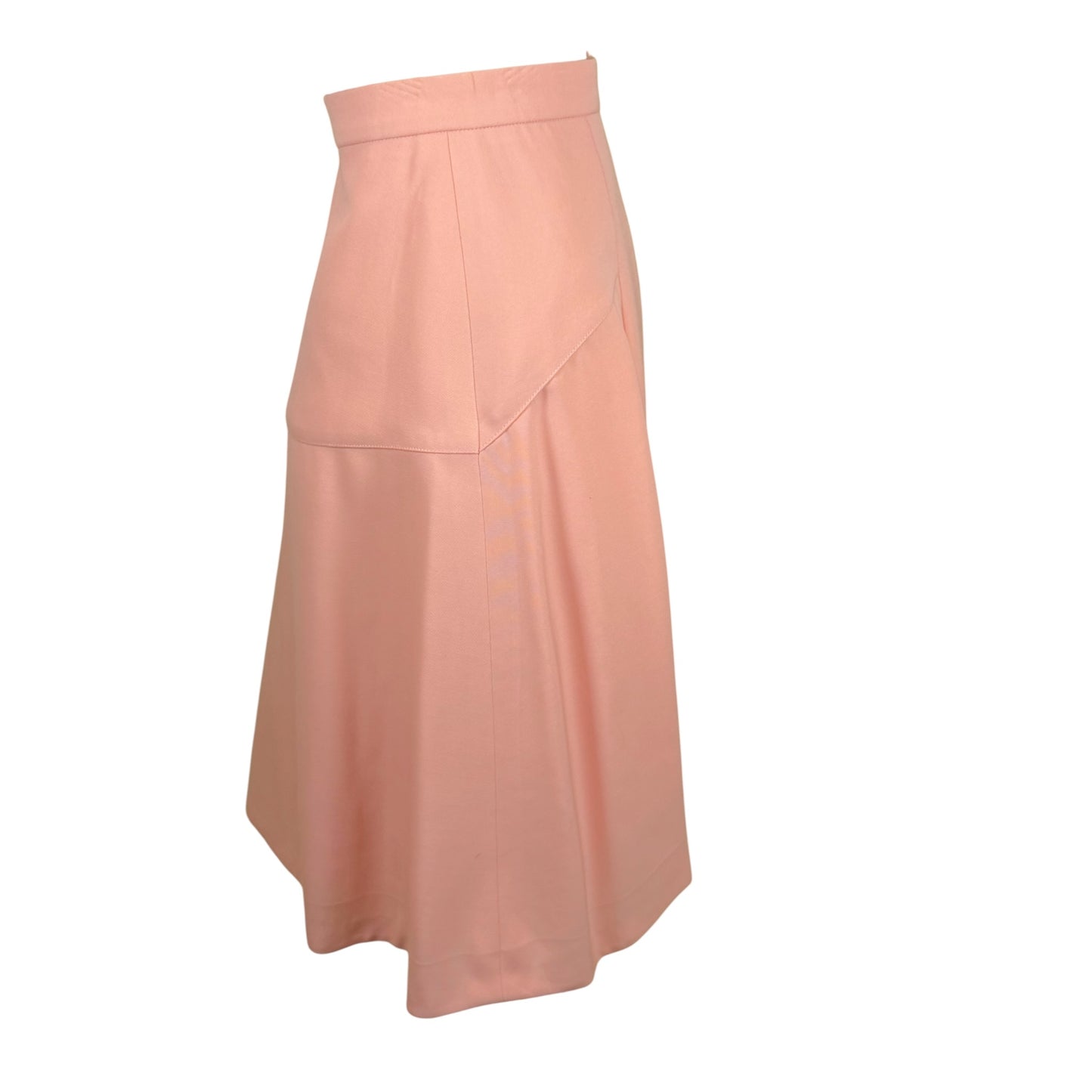 Vintage 1980s Karl Lagerfeld Blush Pink Skirt Suit with Gold Tone Enamel Medallion Buttons - Size 36