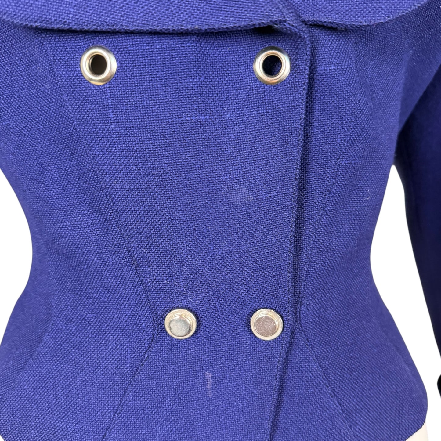 Vintage Thierry Mugler Paris Royal Blue Cutout Sleeve Asymmetrical Blazer Jacket | Size 40