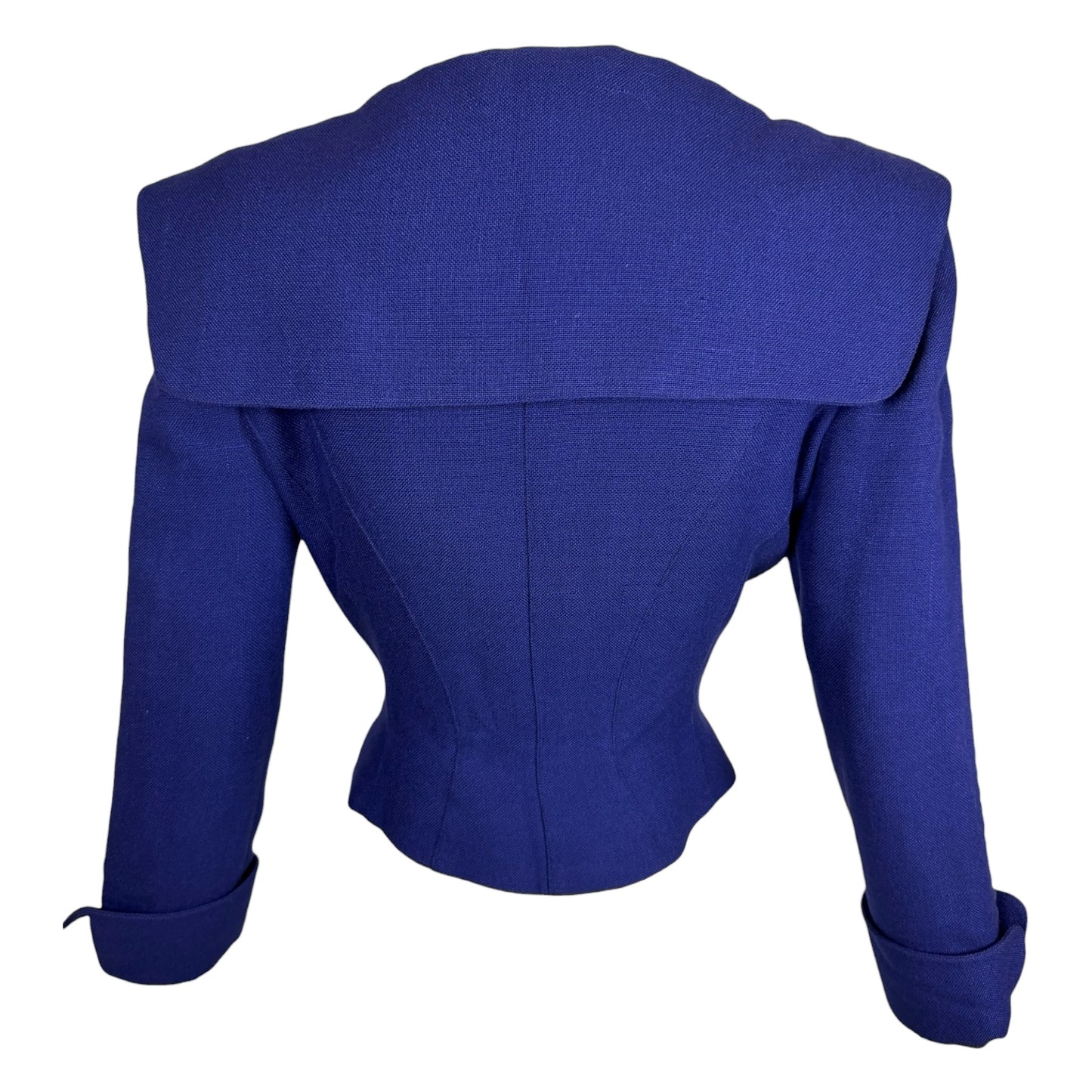 Vintage Thierry Mugler Paris Royal Blue Cutout Sleeve Asymmetrical Blazer Jacket | Size 40