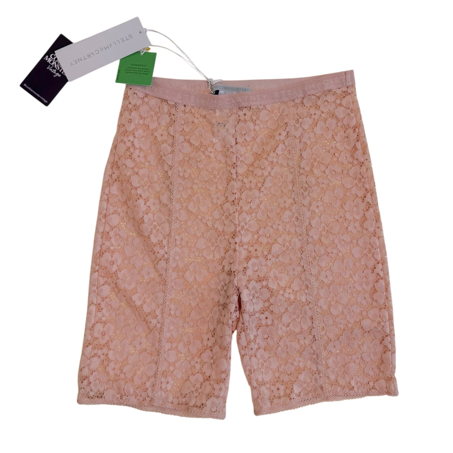 Stella McCartney NWT Evelyn Skating Pastel Pink Floral Lace Cycling Shorts - Size S
