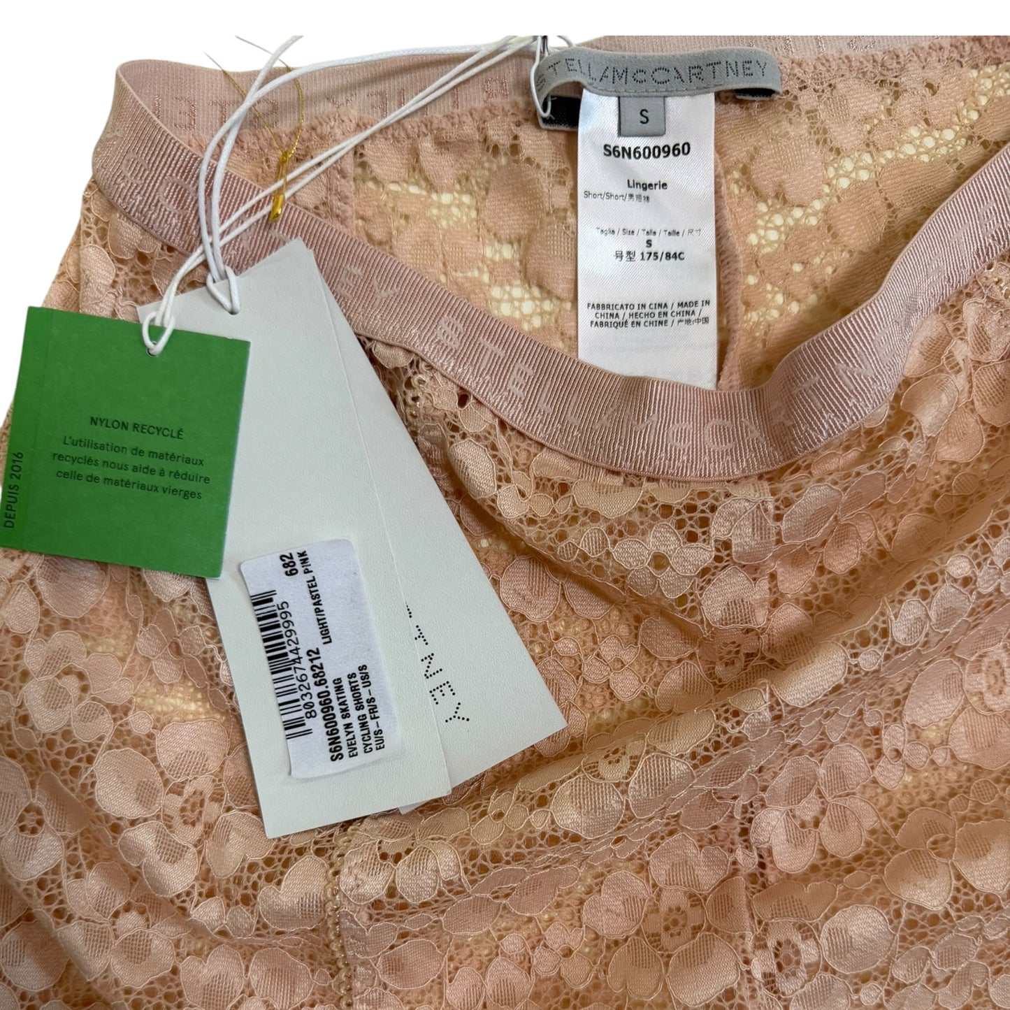 Stella McCartney NWT Evelyn Skating Pastel Pink Floral Lace Cycling Shorts - Size S