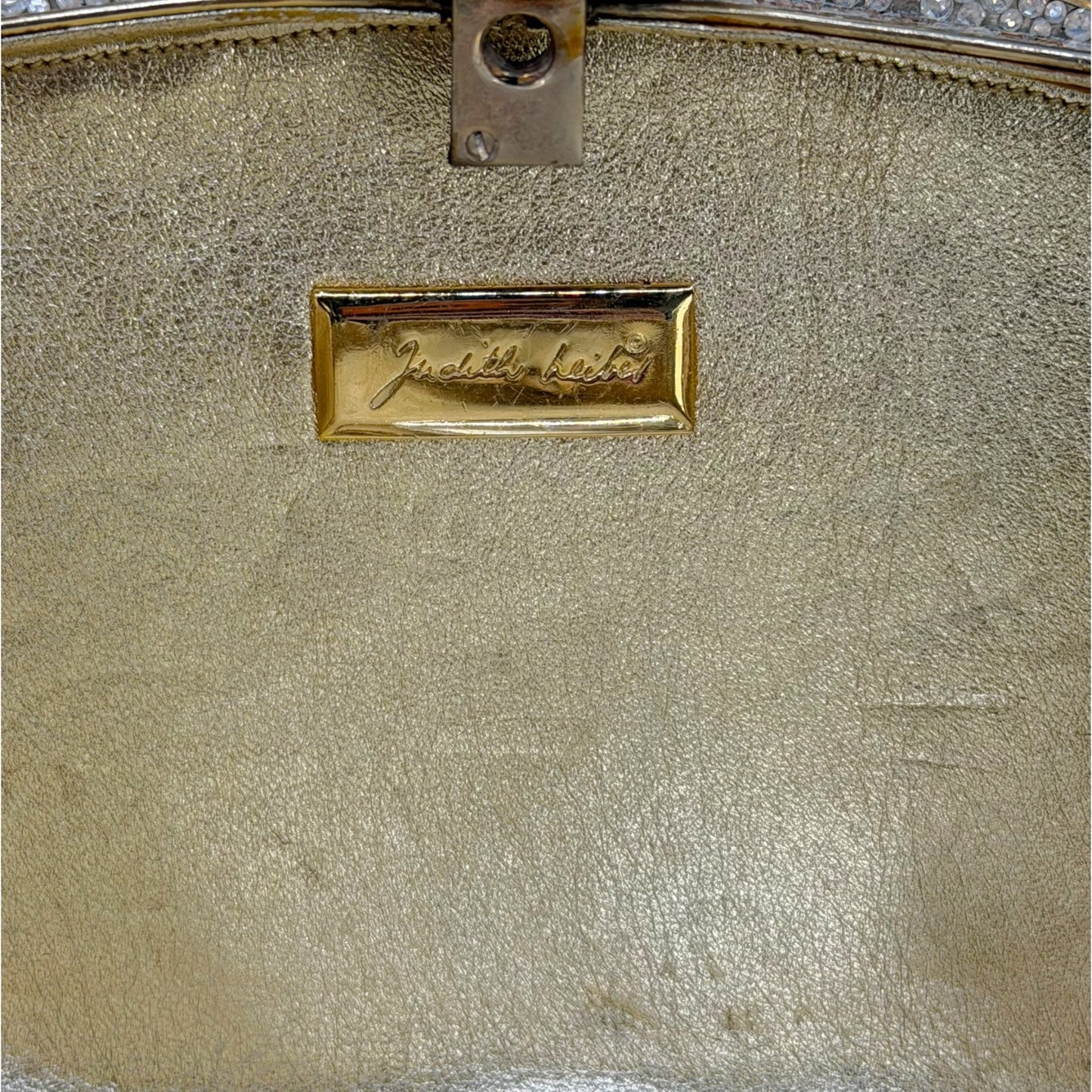 Vintage Judith Leiber Two-Tone Swarovksi Crystal Minaudière Evening Clutch w/ Mirror & Chain Strap