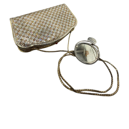 Vintage Judith Leiber Two-Tone Swarovksi Crystal Minaudière Evening Clutch w/ Mirror & Chain Strap