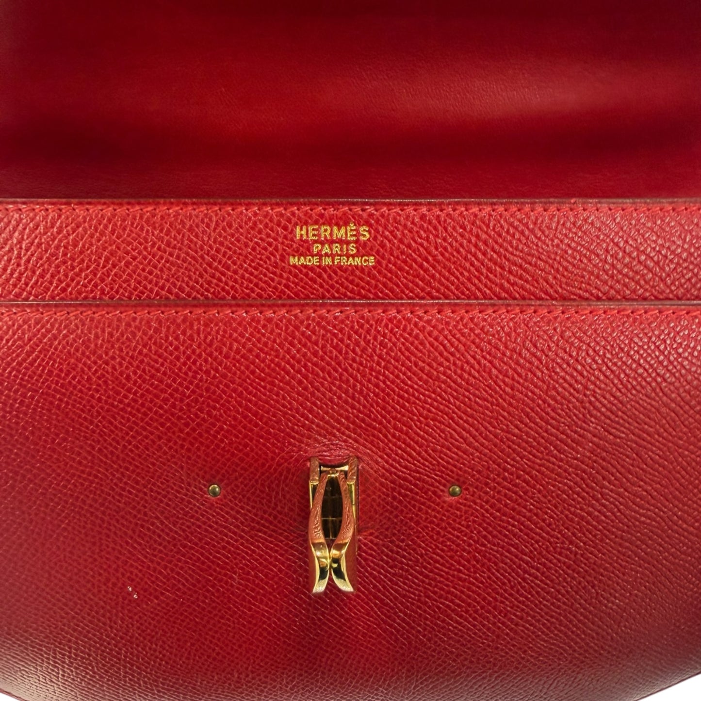 Vintage Hermès Red Epsom Leather Top Handle & Shoulder Bag with Gold Butterfly Clasp, c. 1990