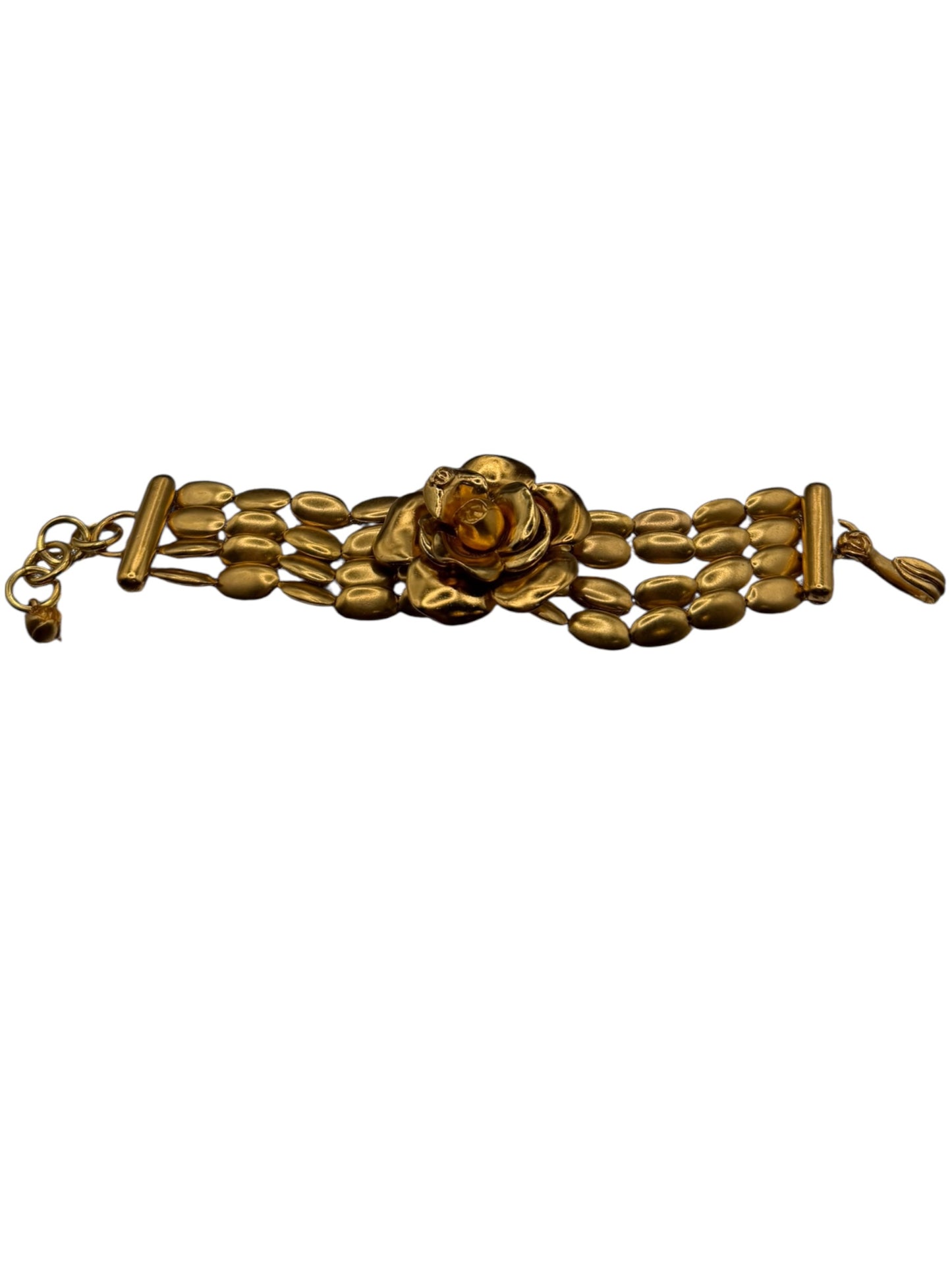 Chanel SS 1999 Camellia Multi-Strand Bracelet, Gold Tone, Made in France (Rare, Mint)