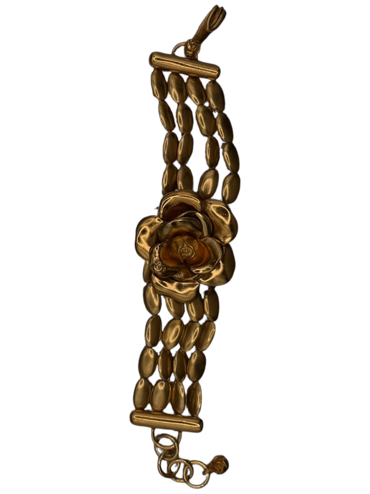 Chanel SS 1999 Camellia Multi-Strand Bracelet, Gold Tone, Made in France (Rare, Mint)
