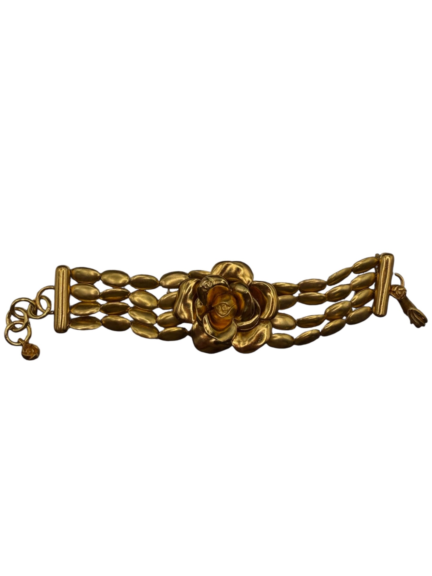 Chanel SS 1999 Camellia Multi-Strand Bracelet, Gold Tone, Made in France (Rare, Mint)