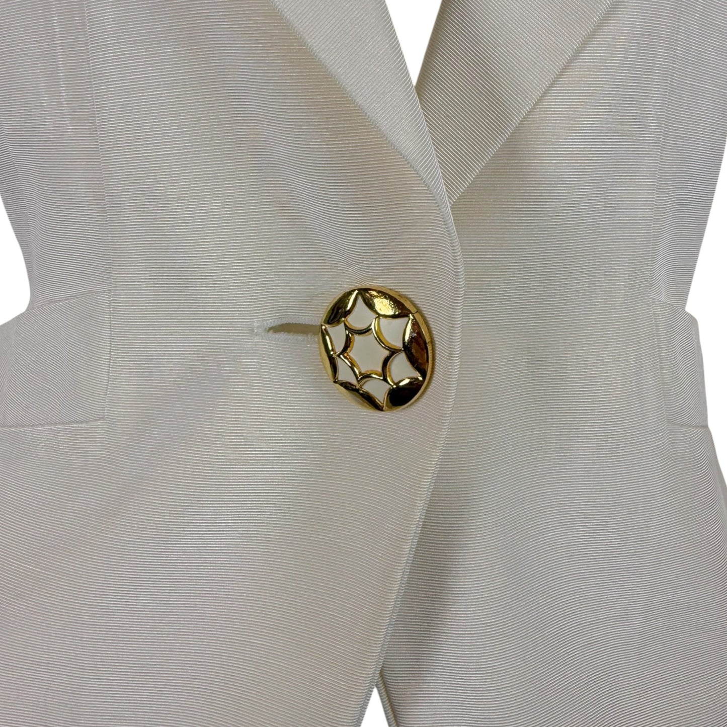 Vintage Karl Lagerfeld for Henri Bendel 1980s Ivory Sculpted Cropped Jacket | Size 38