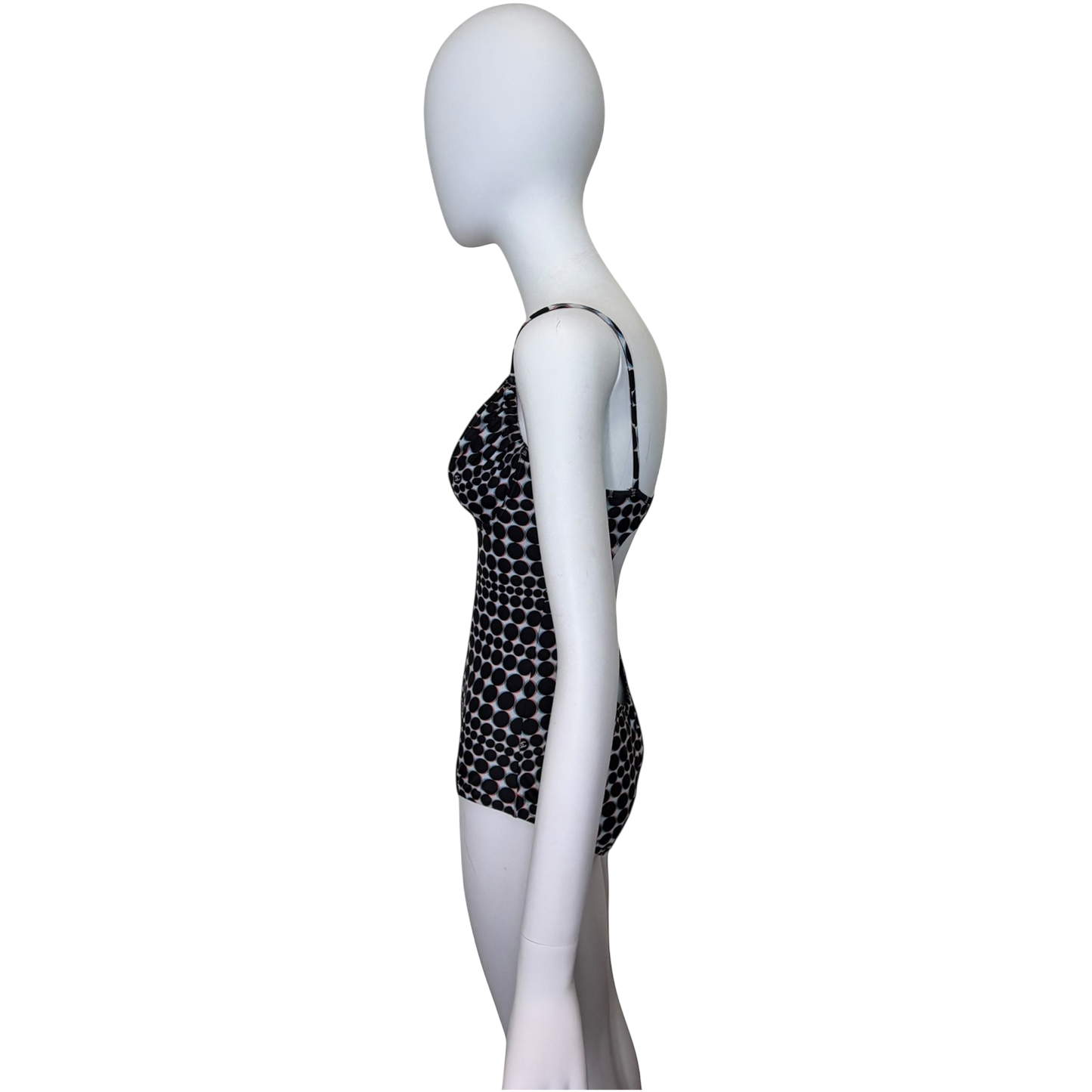 CHANEL Spring 2014 CC Logo Polka Dot One-Piece Swimsuit - Open Back, Size FR 42