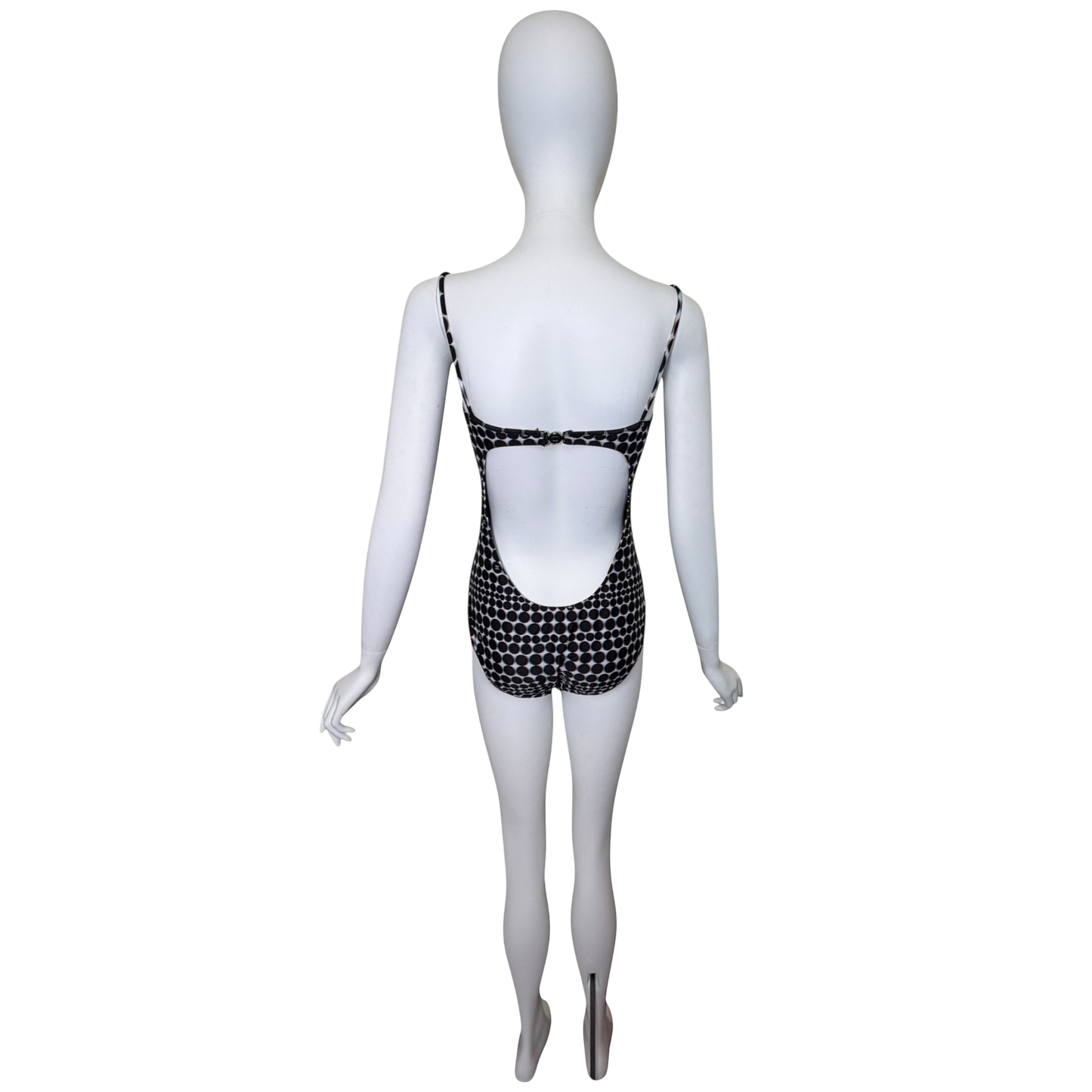 CHANEL Spring 2014 CC Logo Polka Dot One-Piece Swimsuit - Open Back, Size FR 42