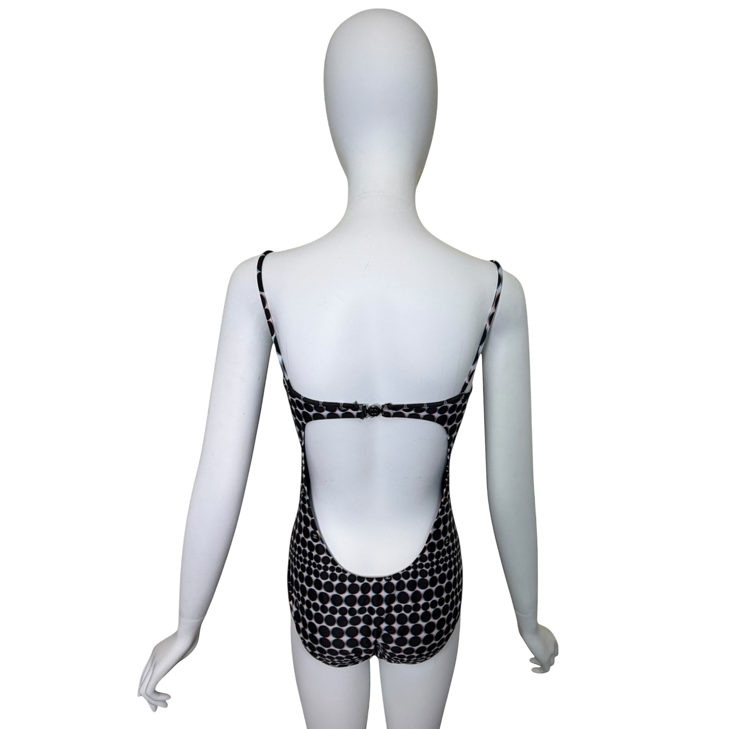 CHANEL Spring 2014 CC Logo Polka Dot One-Piece Swimsuit - Open Back, Size FR 42