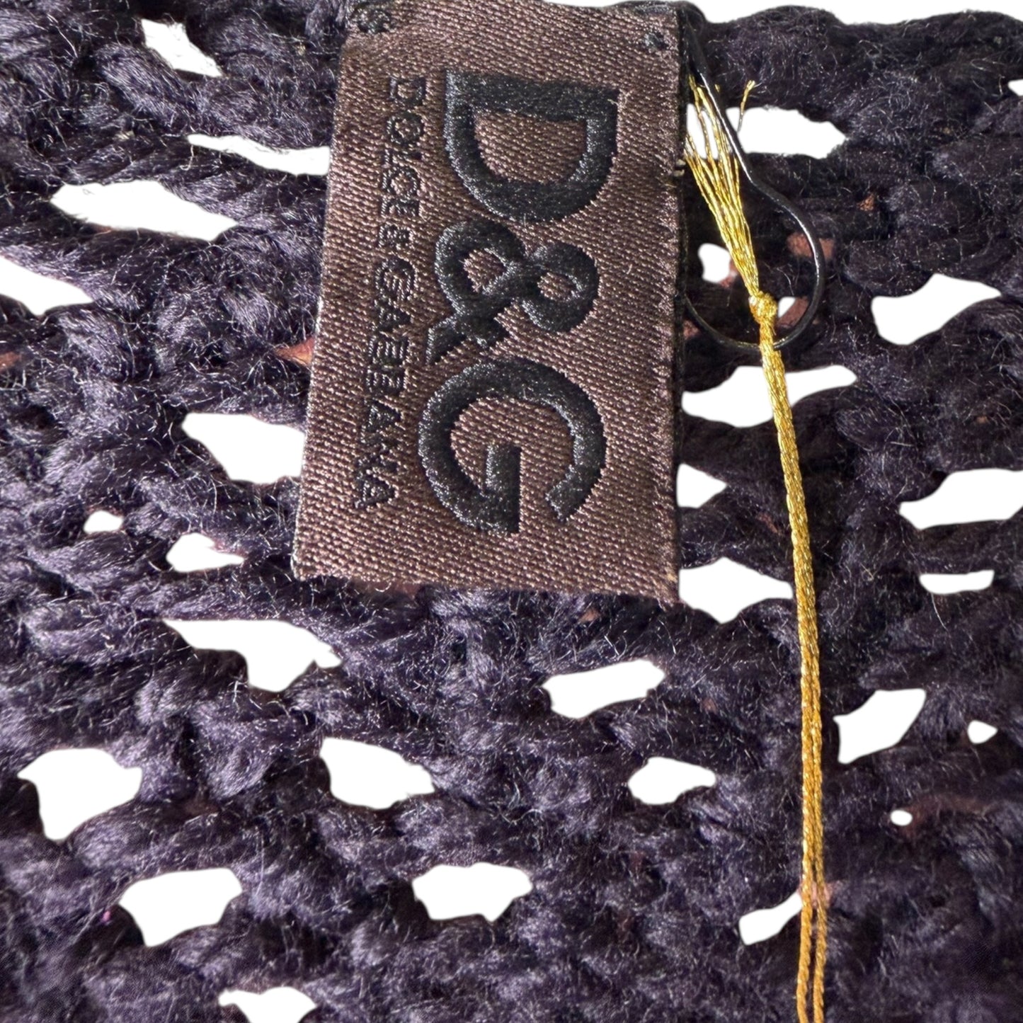 Dolce & Gabbana Y2K Black Hand-Crocheted Sheer Knit Bodycon Midi Dress, Long Sleeve (IT 42)