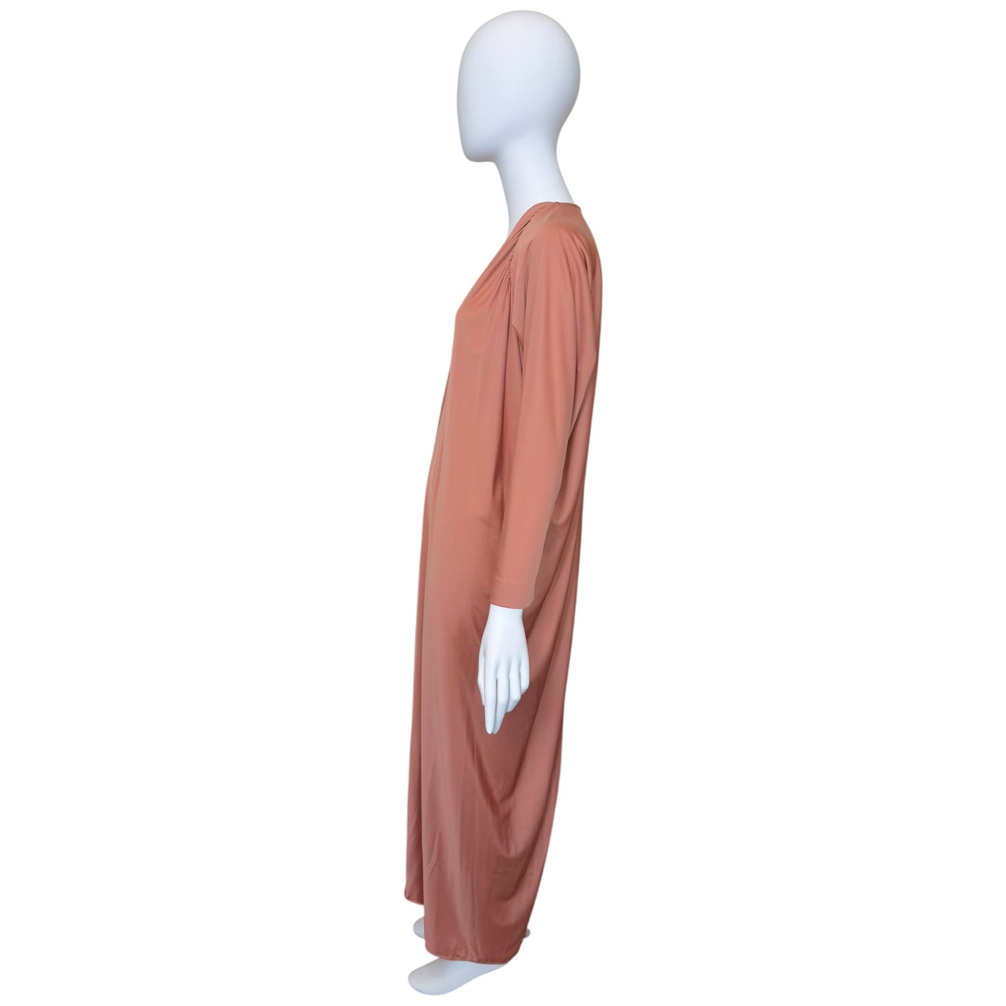 Vintage 1970s Halston IV Blush Nude Jersey Caftan Maxi Dress Size Medium