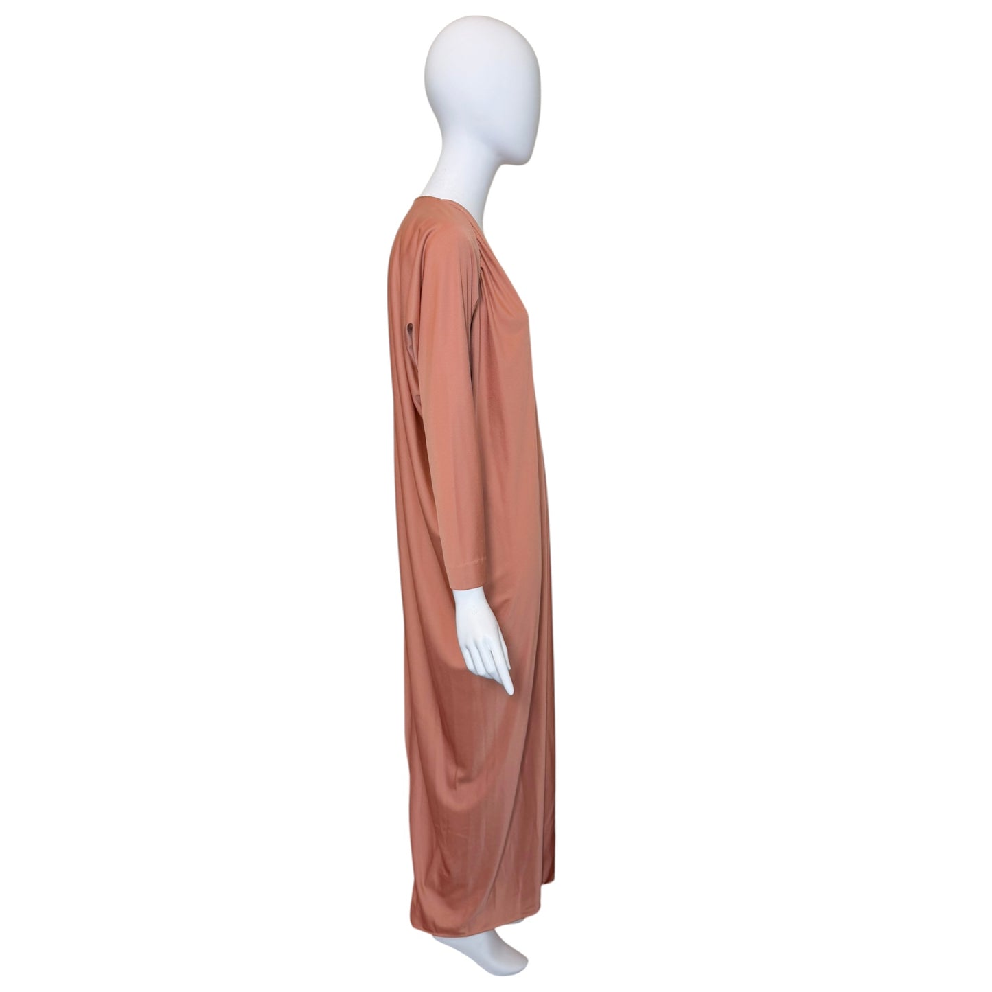 Vintage 1970s Halston IV Blush Nude Jersey Caftan Maxi Dress Size Medium