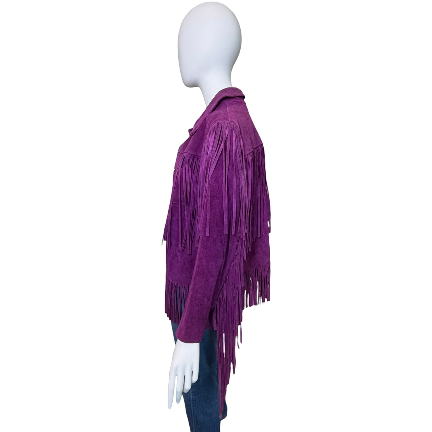 Vintage 1970s Purple Suede Fringe Western Jacket Size Small