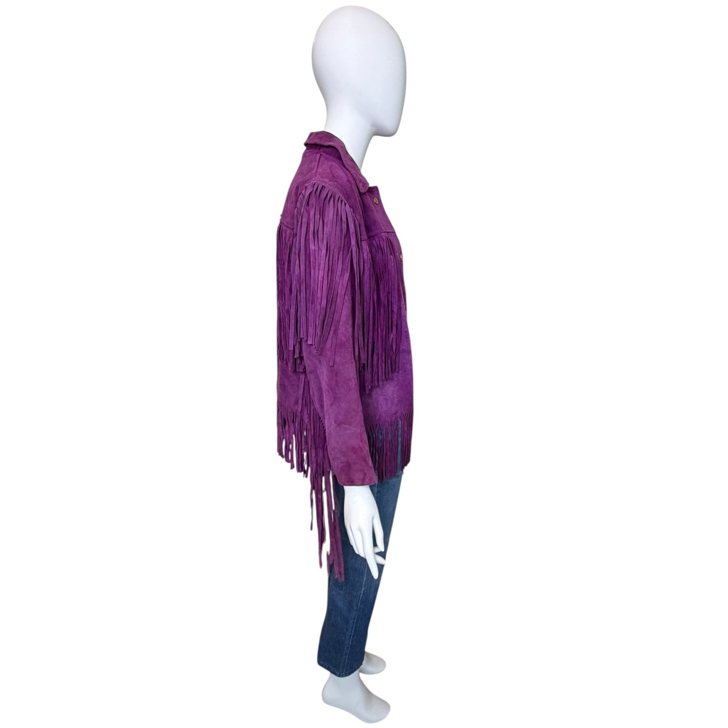 Vintage 1970s Purple Suede Fringe Western Jacket Size Small