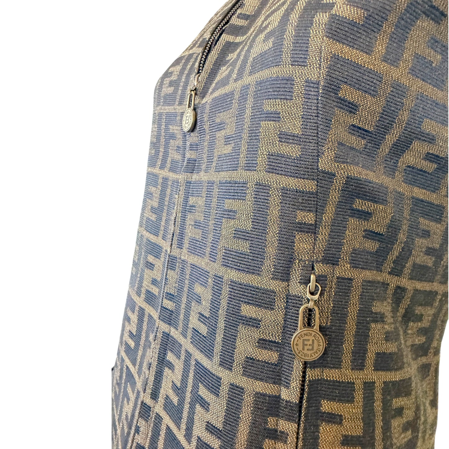 Vintage Y2K Fendi Jeans Brown & Black Zucca Monogram Zip Vest Size 8
