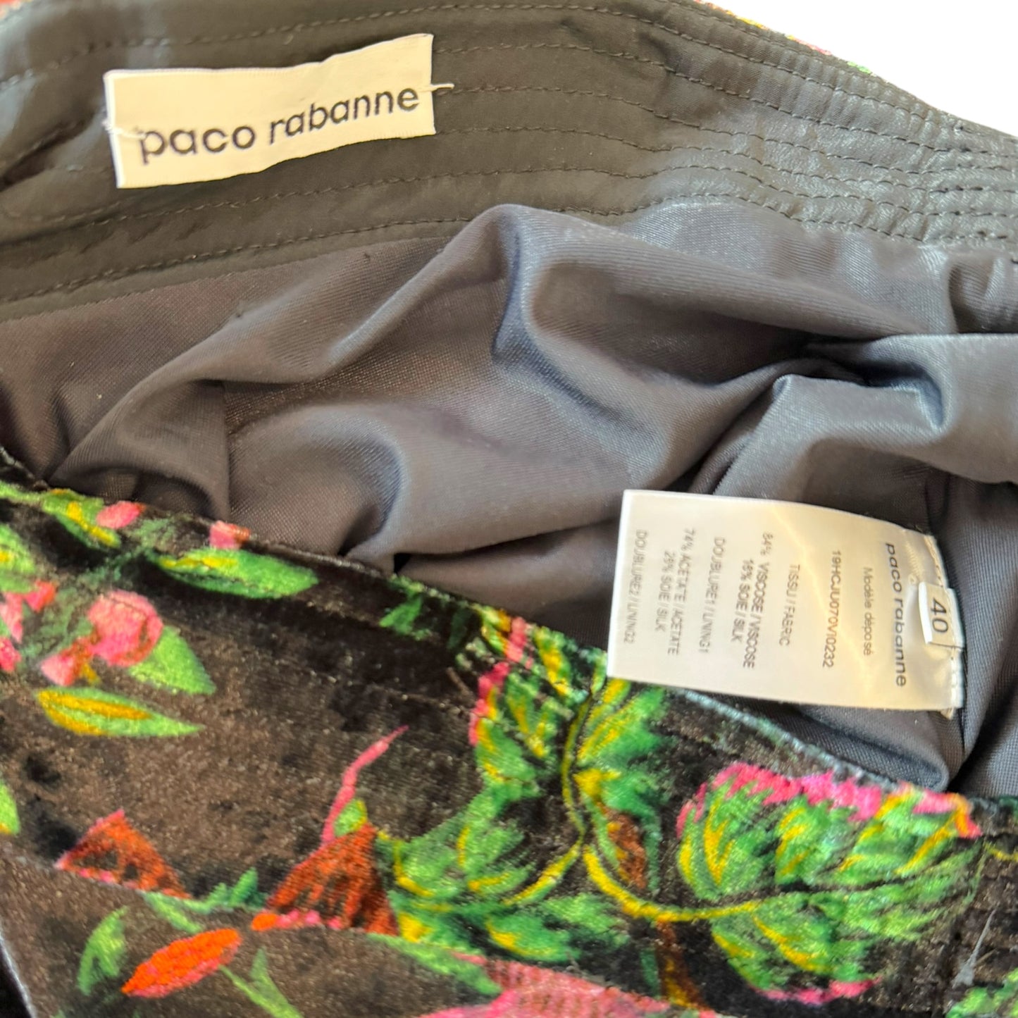 Paco Rabanne Fall 2019 Runway Floral Silk Blend Velvet Maxi Skirt Look 1 - Size 40