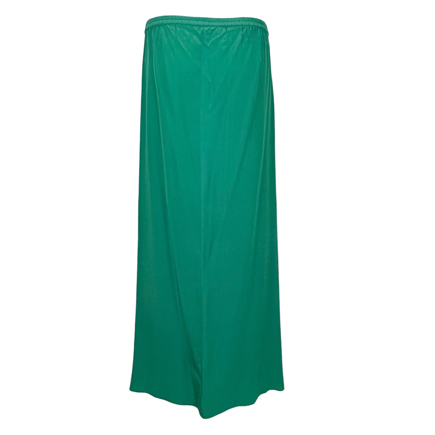 Vintage Emerald Green Silk Butterfly Print Three-Piece Ensemble with Draped Maxi Skirt and Sash Belt - Circa Late 1960s/Early 1970s