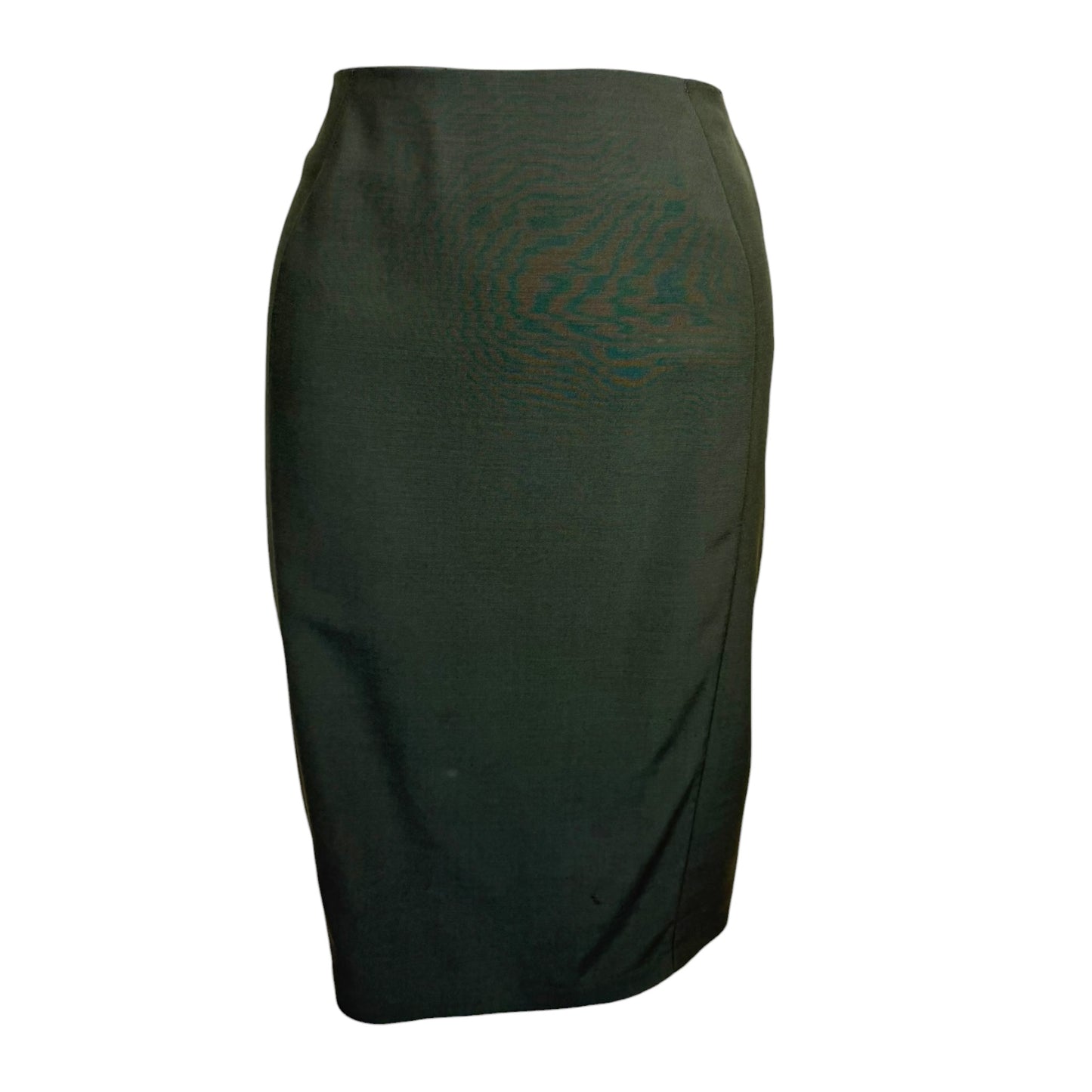Vintage 1980s Thierry Mugler Forest Green Pencil Skirt with Sculptural Silver Buckle Belt
