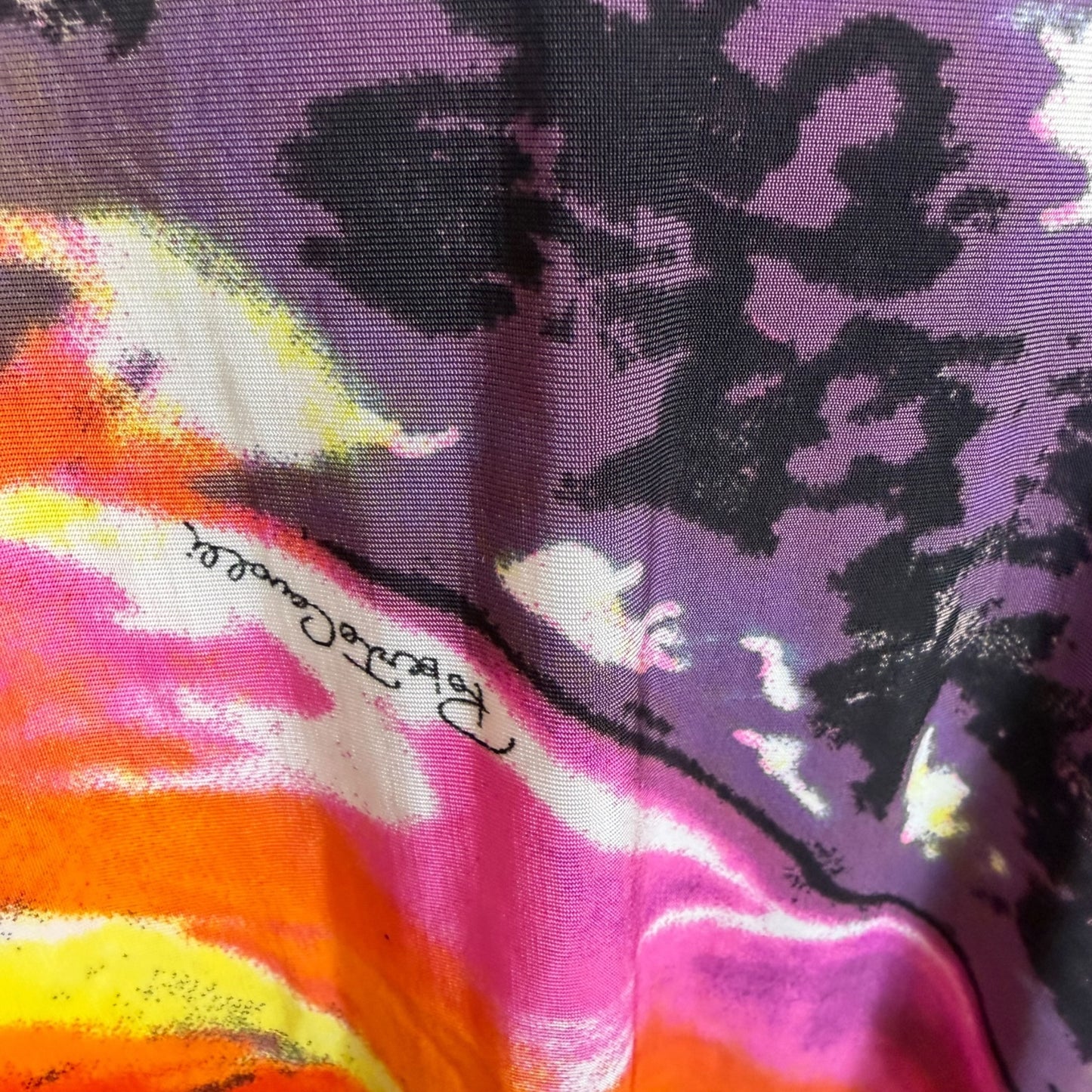 Roberto Cavalli Late 2000s Multicolor Abstract Animal Print Kimono Sleeve Dress – Size Medium