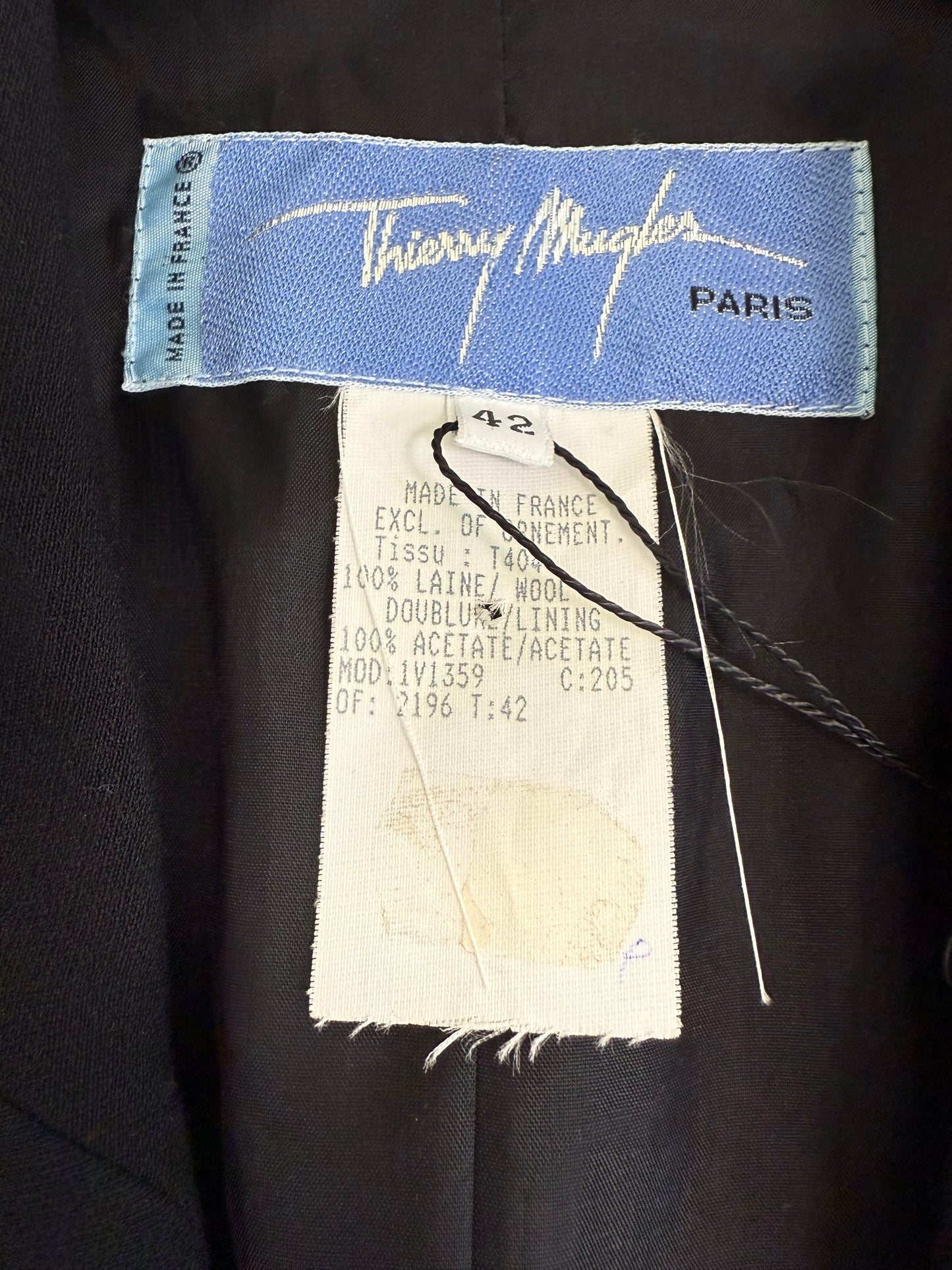 Vintage Thierry Mugler F/W 1988 Black Sculptural Crystal-Embellished Blazer