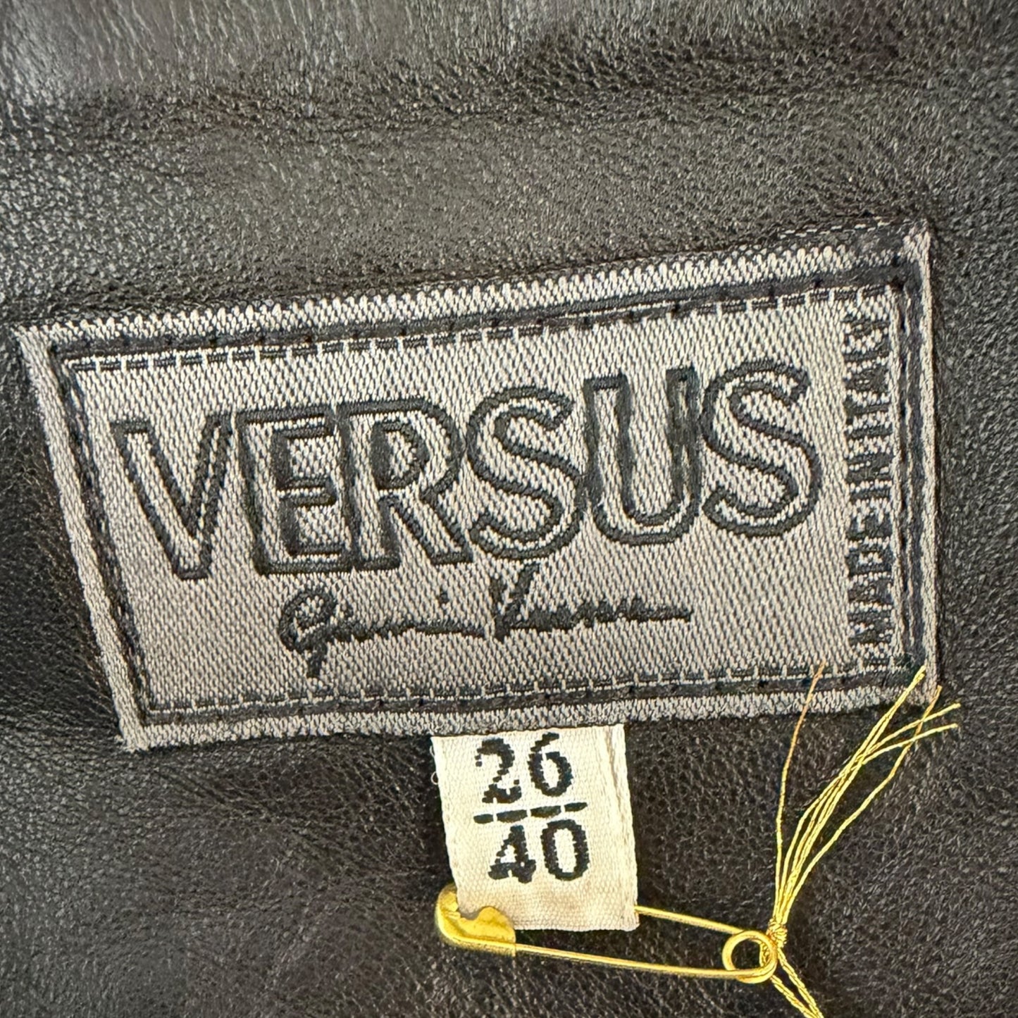 Vintage Versus Gianni Versace Black Leather Mini Dress with Crystal Chain Straps - Size 40 IT / 36 D