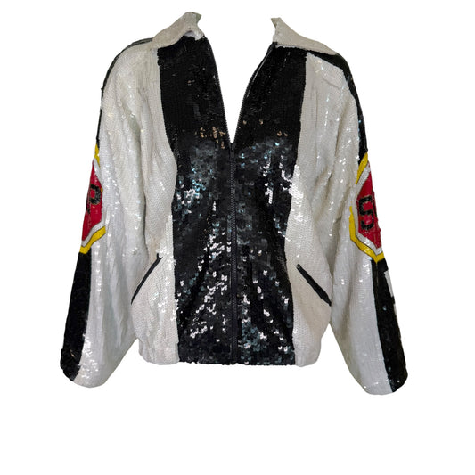 Vintage Lillie Rubin U.S. 101 Silk Sequin Bomber Jacket - Size Large