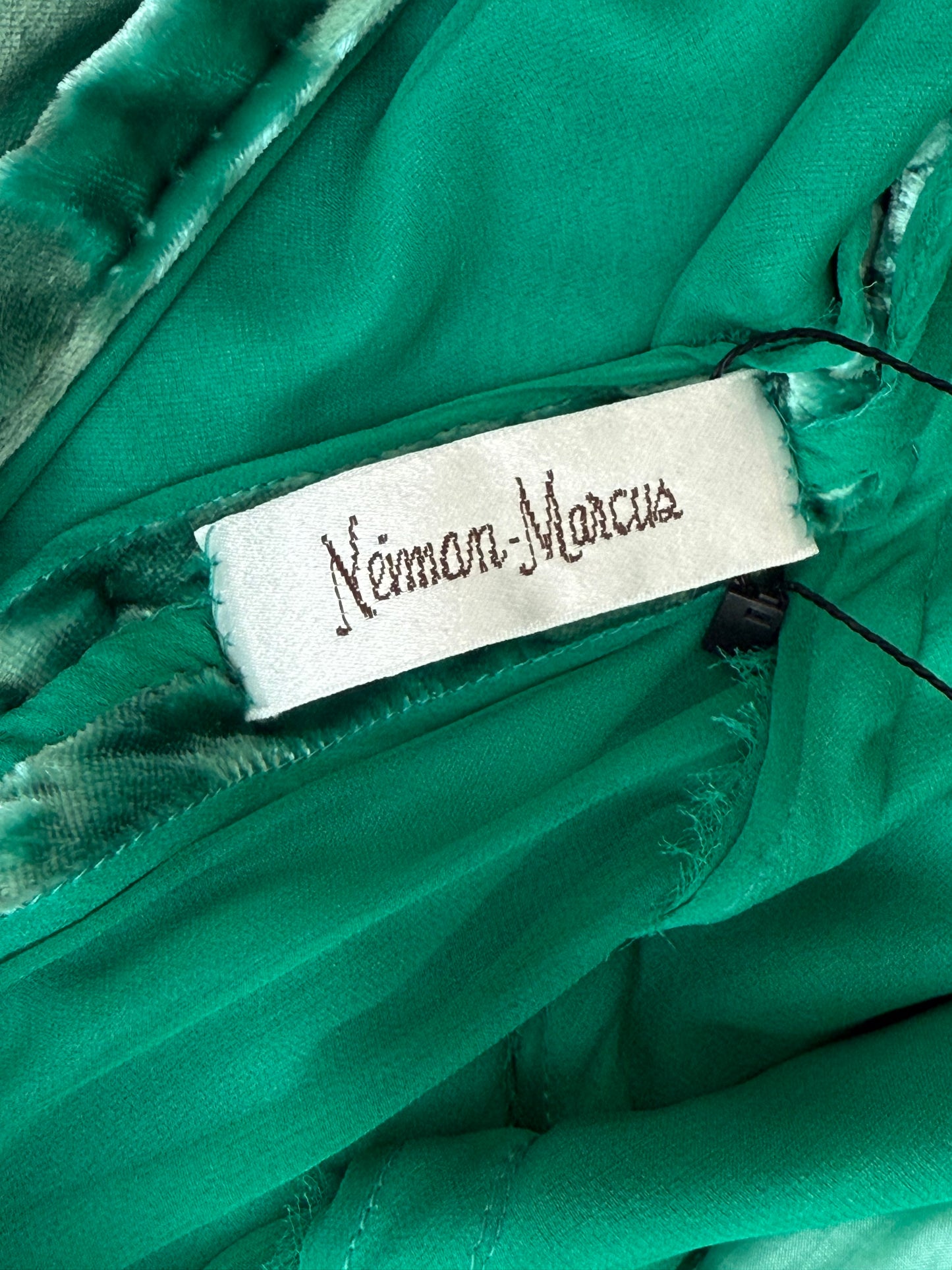Vintage 1980s James Galanos for Neiman Marcus Mint Green Devoré Silk Velvet Evening Gown
