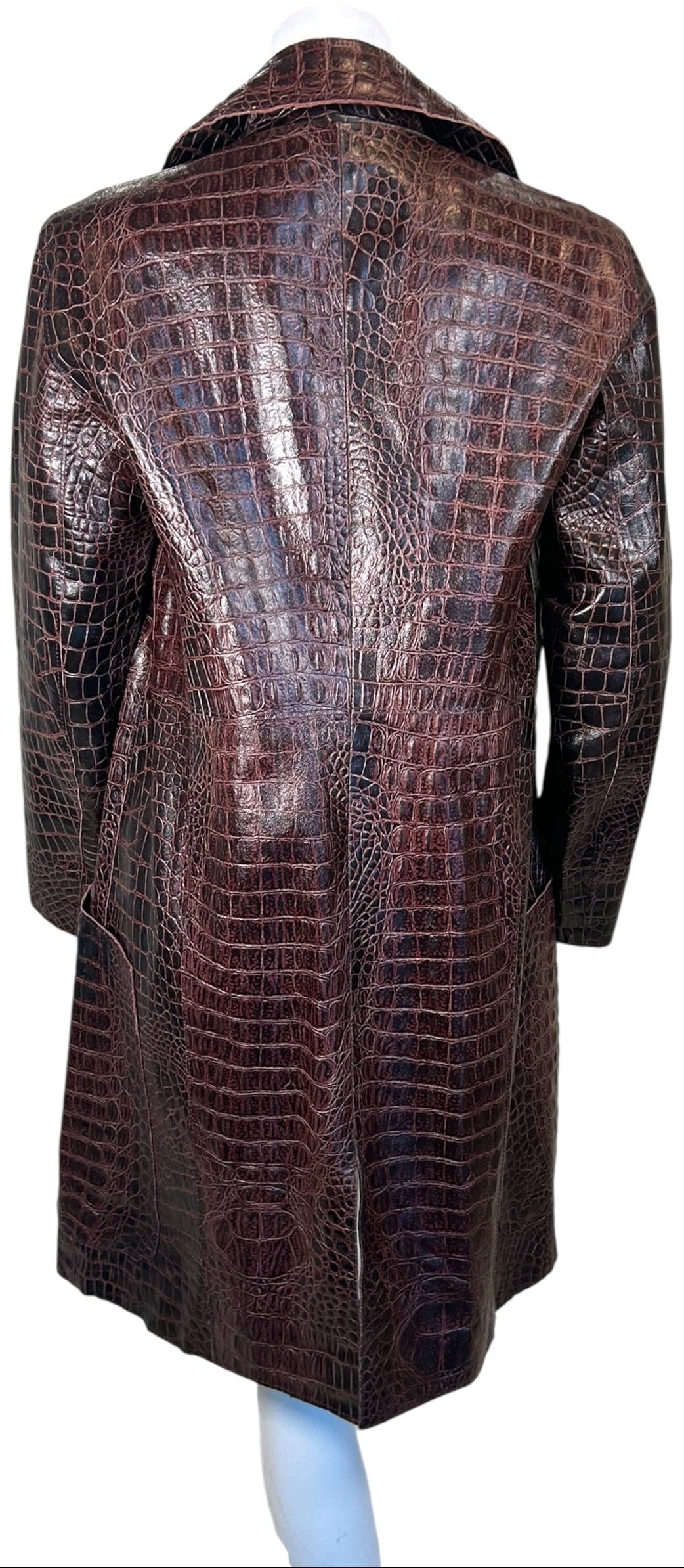 Vintage GFF Gianfranco Ferré Embossed Croc Leather Trench Coat Made in Italy (Late 80s/Early 90s)