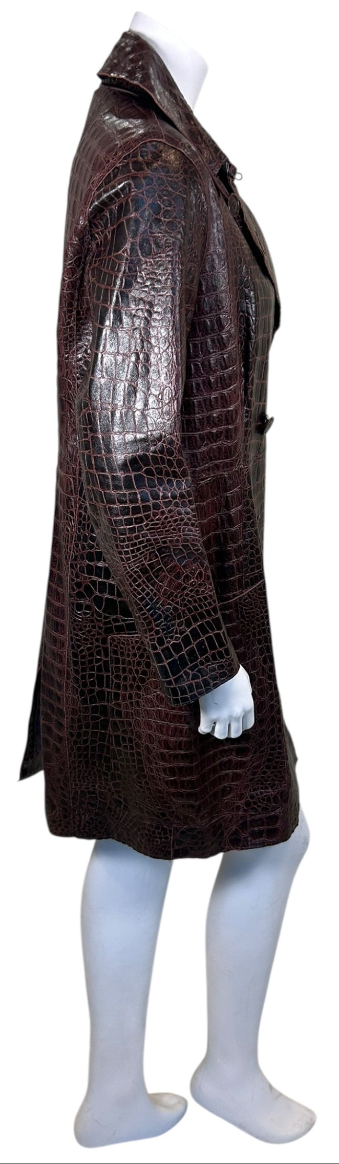 Vintage GFF Gianfranco Ferré Embossed Croc Leather Trench Coat Made in Italy (Late 80s/Early 90s)