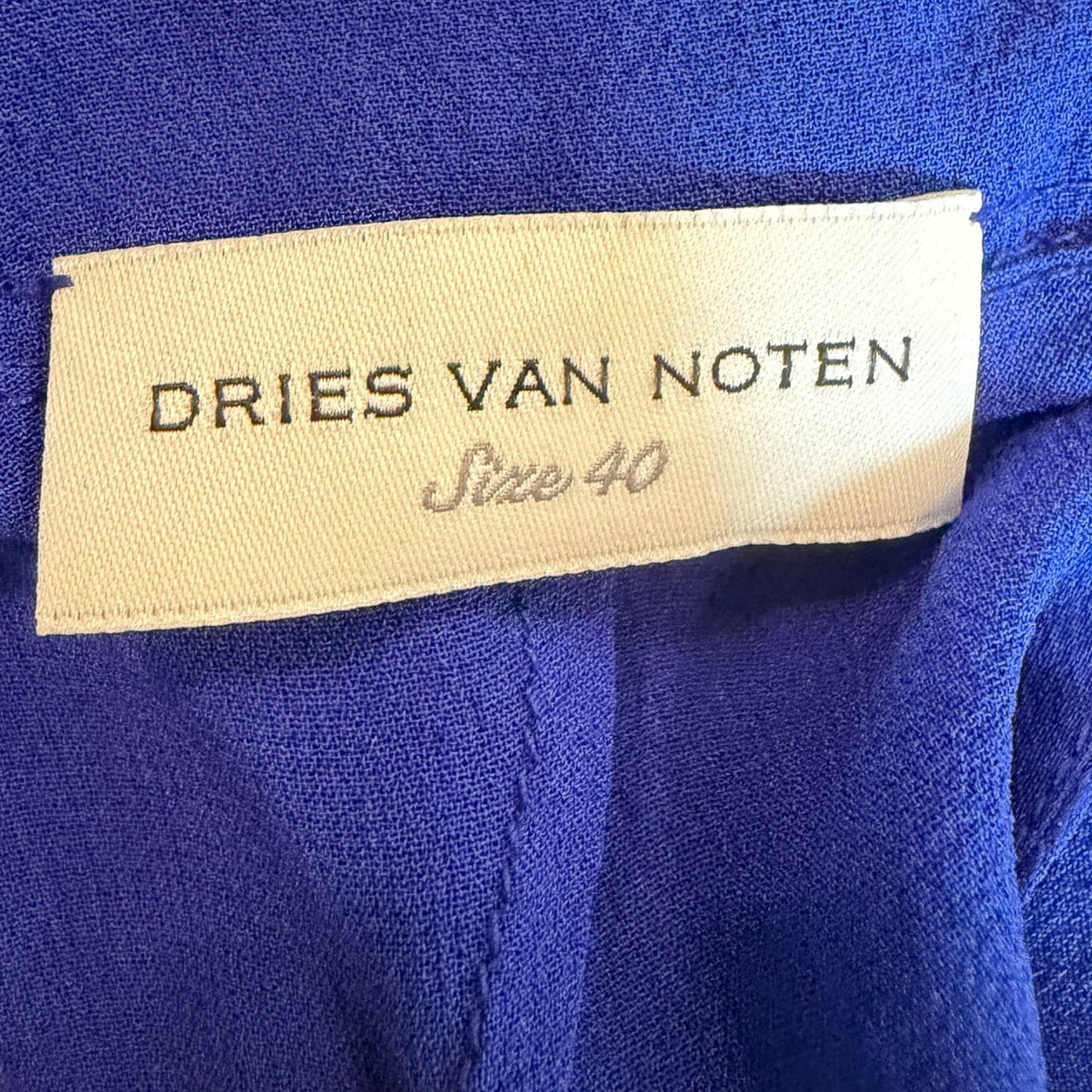 Vintage Dries Van Noten Royal Blue Beaded Silk Long-Sleeve Blouse Size 40