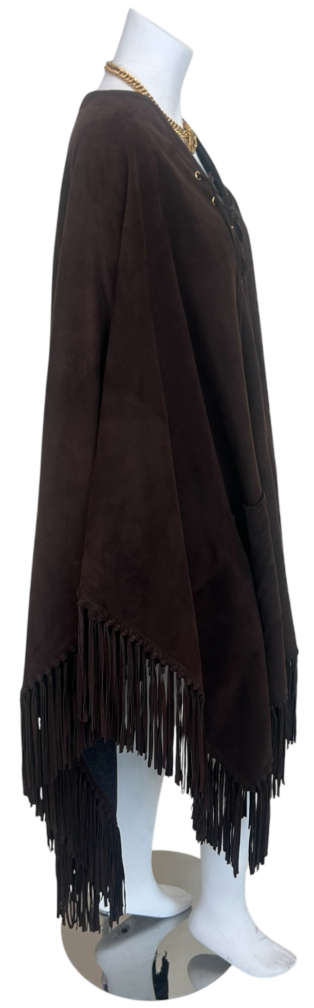 Iris Apfel Provenance Gucci Tom Ford Era Suede Fringe Poncho Cape — Late 1990s / Early 2000s