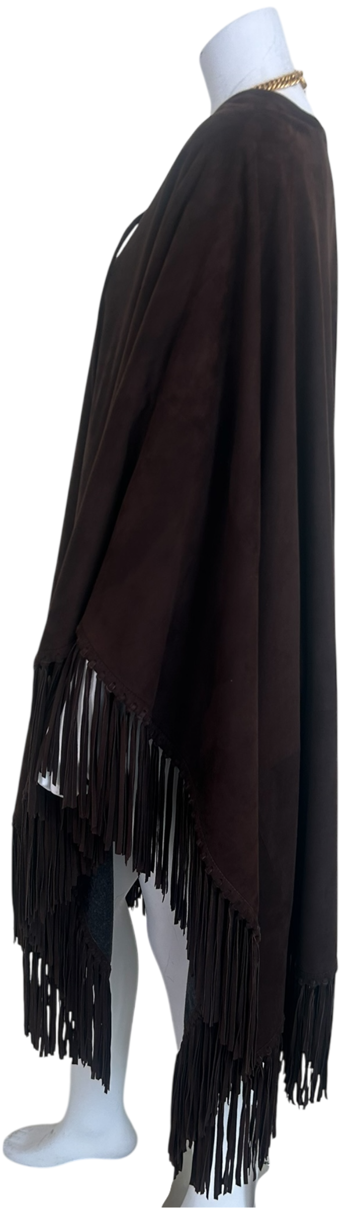 Iris Apfel Provenance Gucci Tom Ford Era Suede Fringe Poncho Cape — Late 1990s / Early 2000s