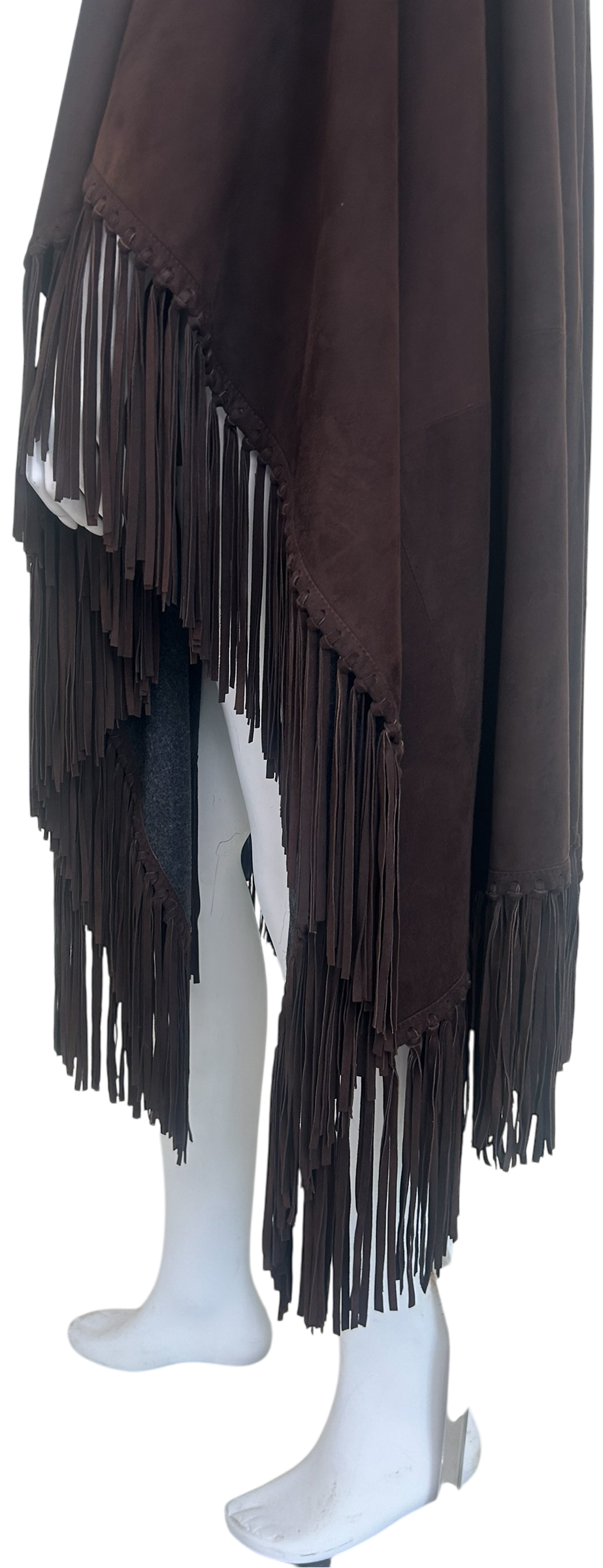 Iris Apfel Provenance Gucci Tom Ford Era Suede Fringe Poncho Cape — Late 1990s / Early 2000s