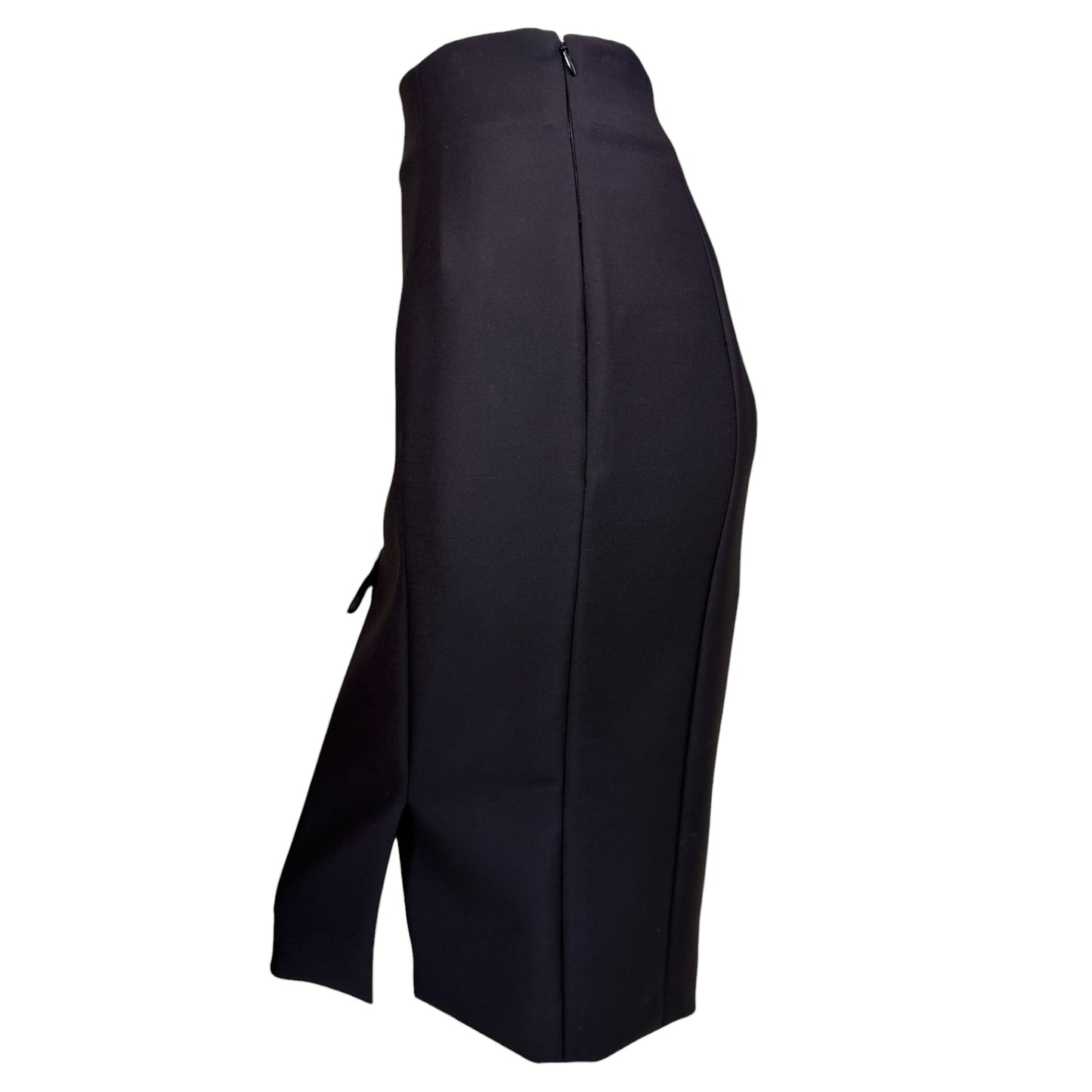 Vintage Christian Dior by John Galliano Black Wool Lace-Up High Waist Pencil Skirt NWT Size 38
