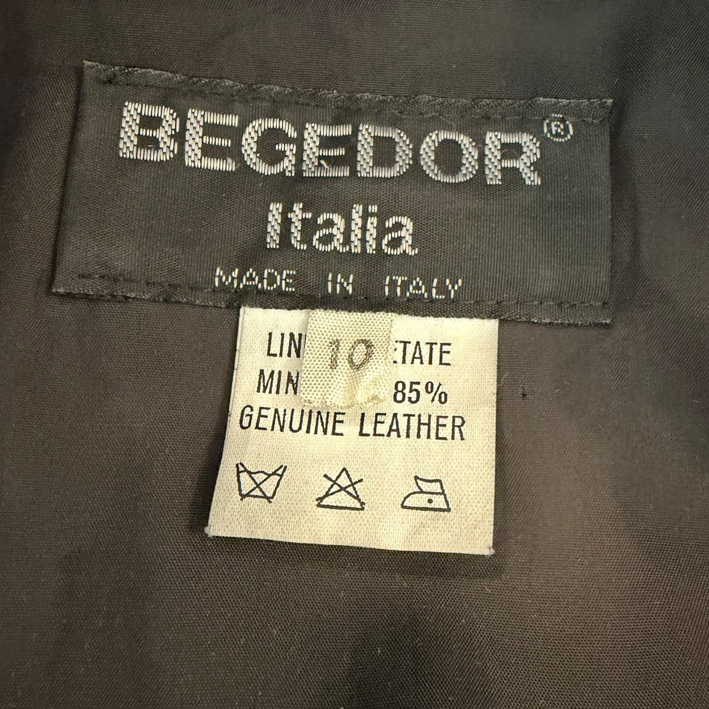 Vintage Begedor Italia 1990s Black Leather Western Shirt Jacket with Gold Hardware - Size 10