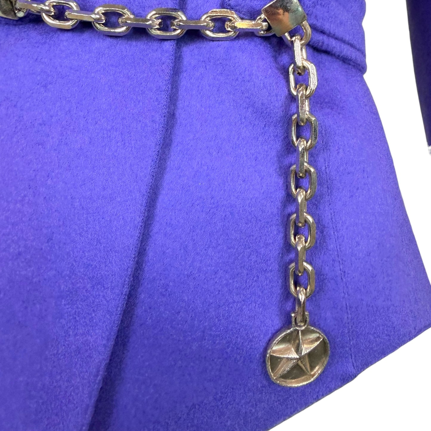 Vintage Thierry Mugler Paris Iris Blue Wool Blend Sculpted Chain Blazer - Size 40