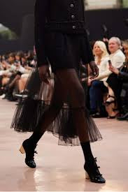 Chanel F/W 2025 Runway Look 1 Sheer Black Tulle Midi Skirt NWT Size 36