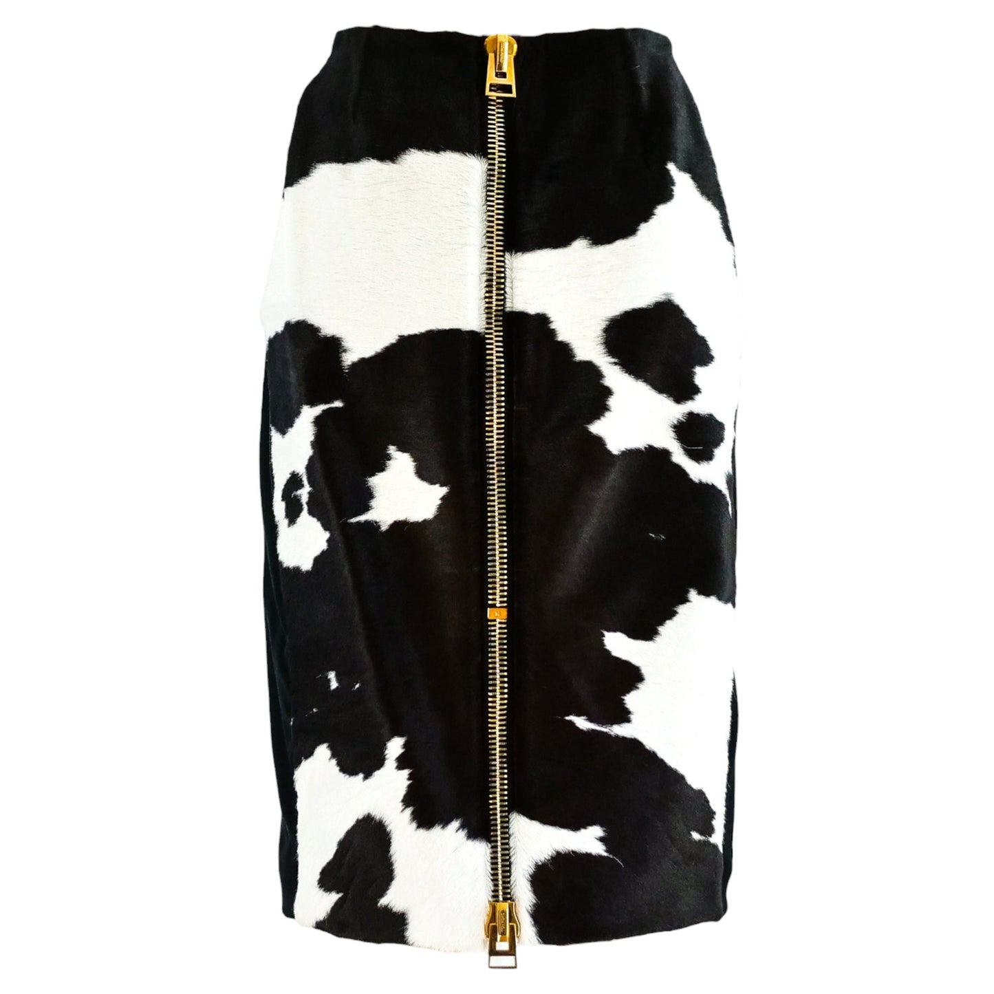 Tom Ford Black & White Hair-On-Calf Cowhide Pencil Skirt NWT Size 44