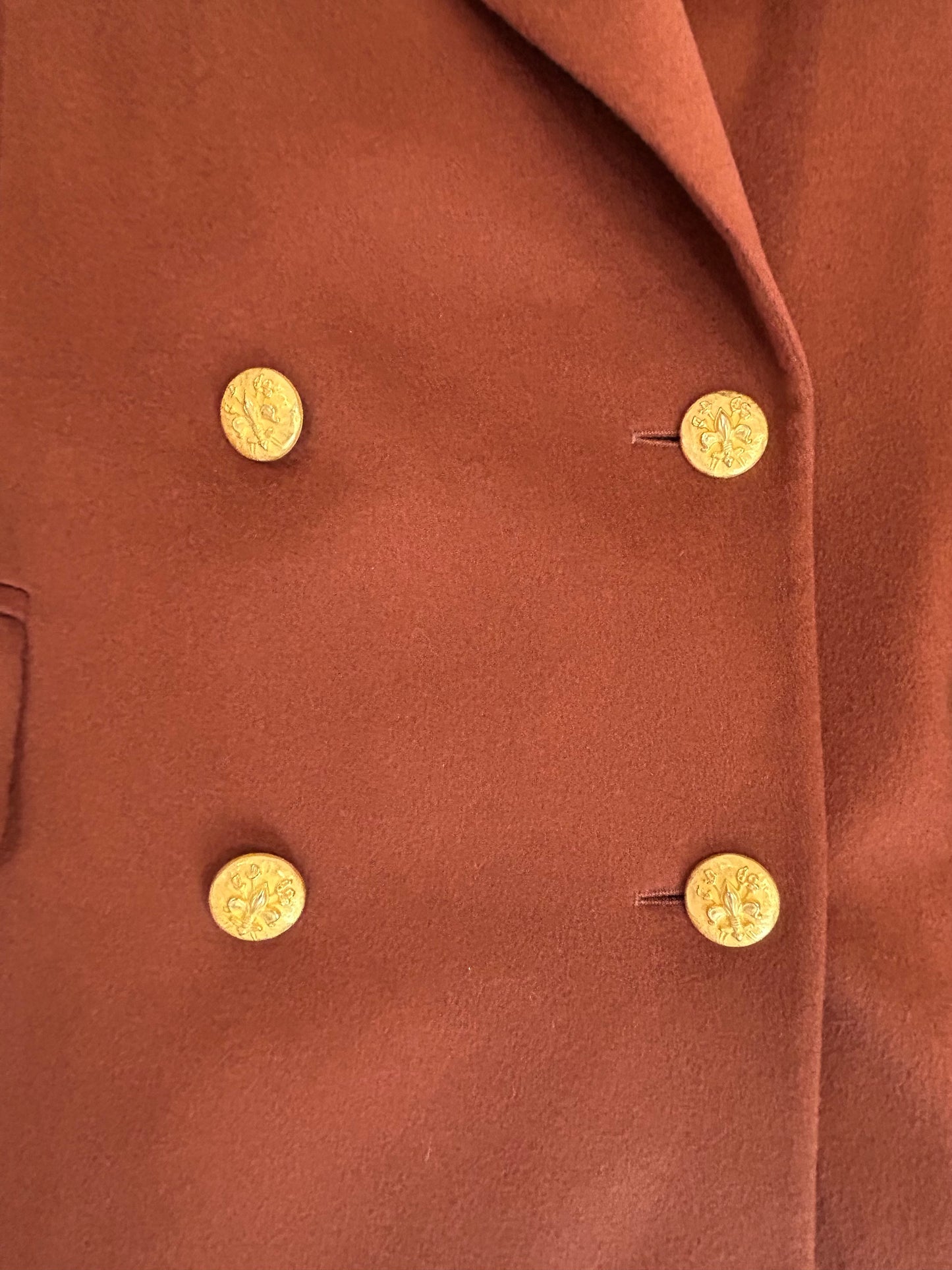 Vintage 1980s Escada by Margaretha Ley Rust Cashmere Double-Breasted Blazer